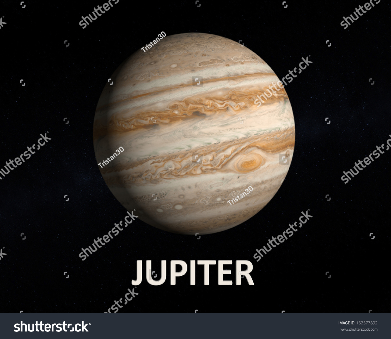 呈现气态行星木星的略星空背景,英文字幕。-教
