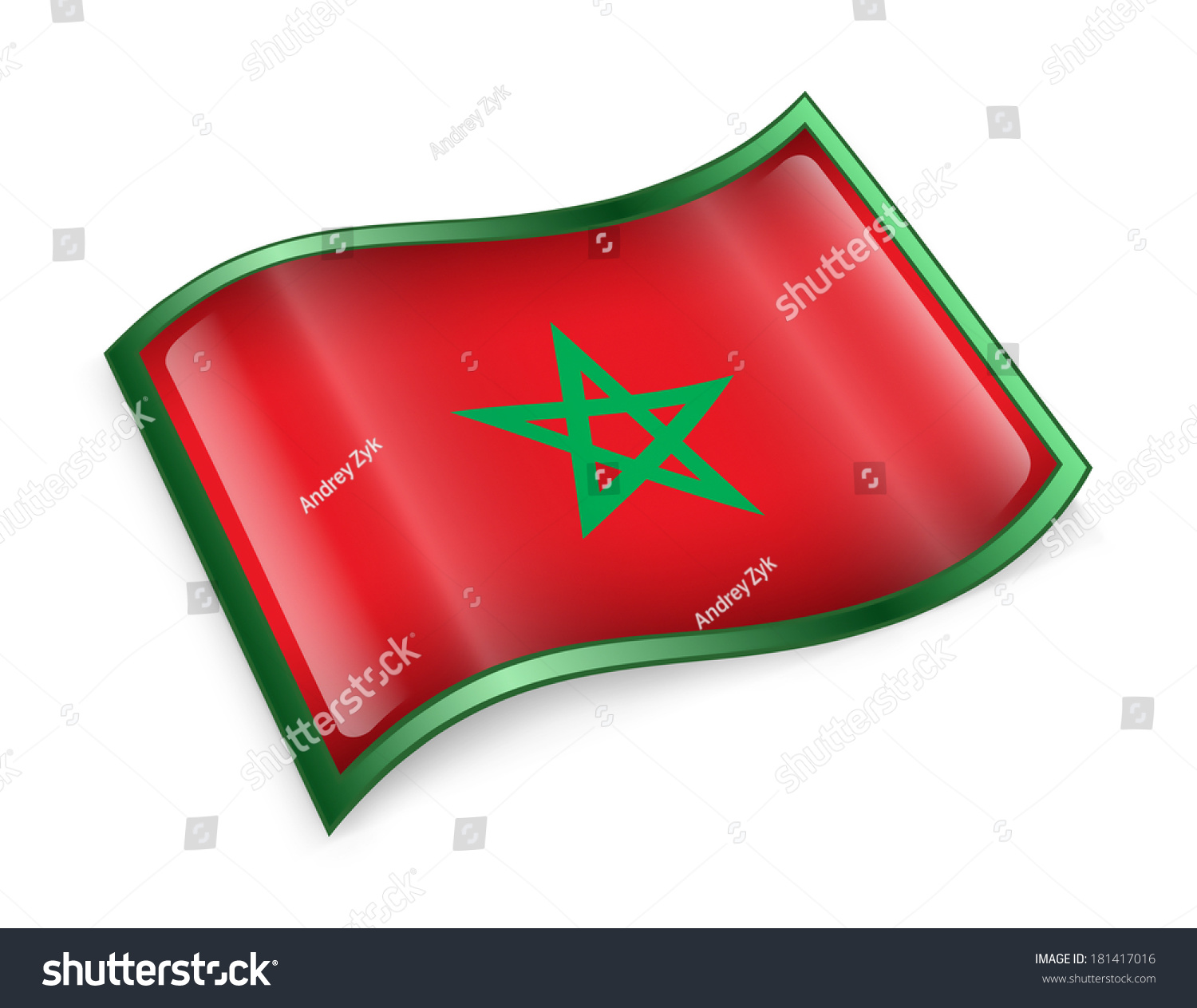 摩洛哥国旗图标,孤立在白色背景。-符号\/标志-