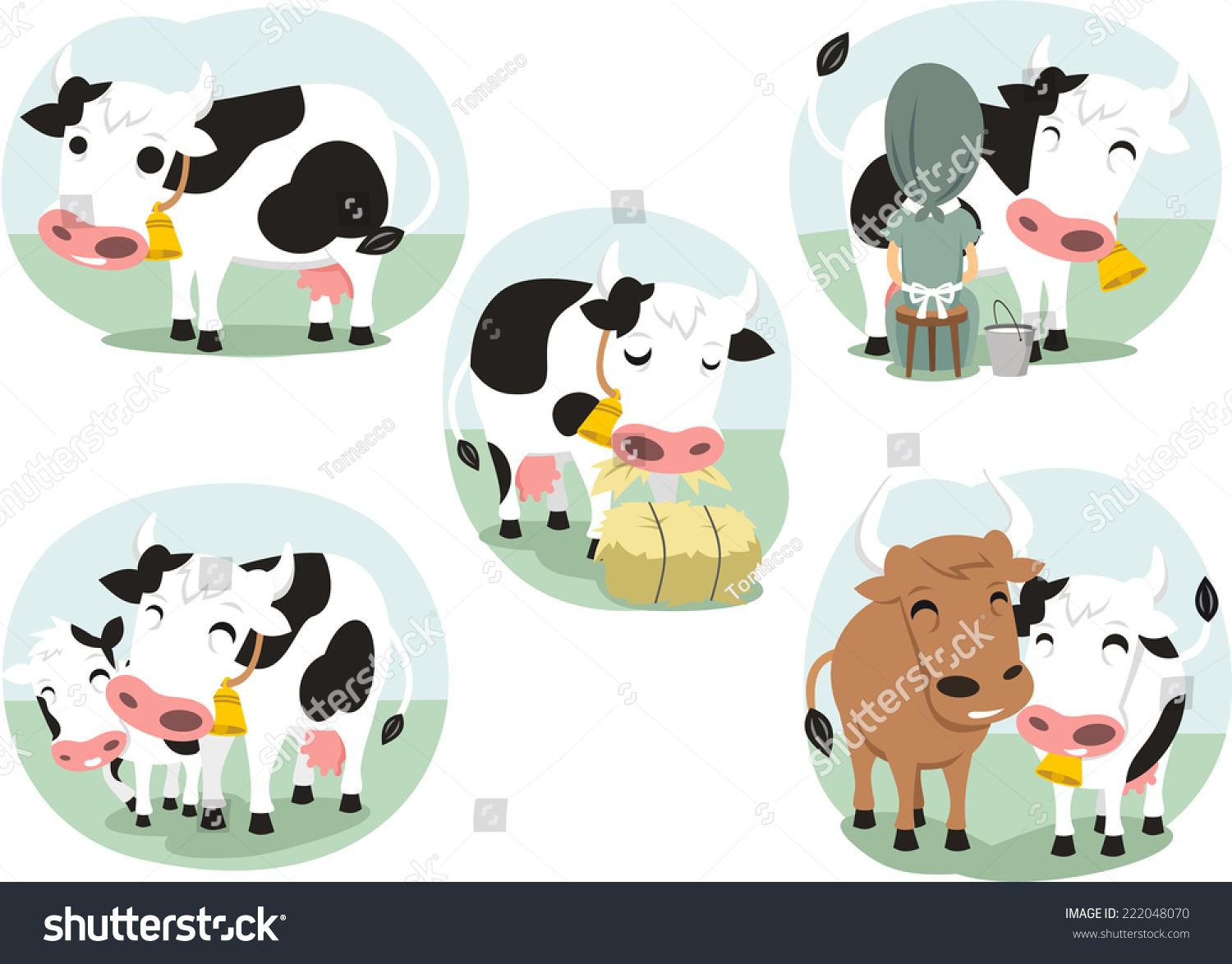卡通牛操作集,与可爱的可爱的小母牛在五种不