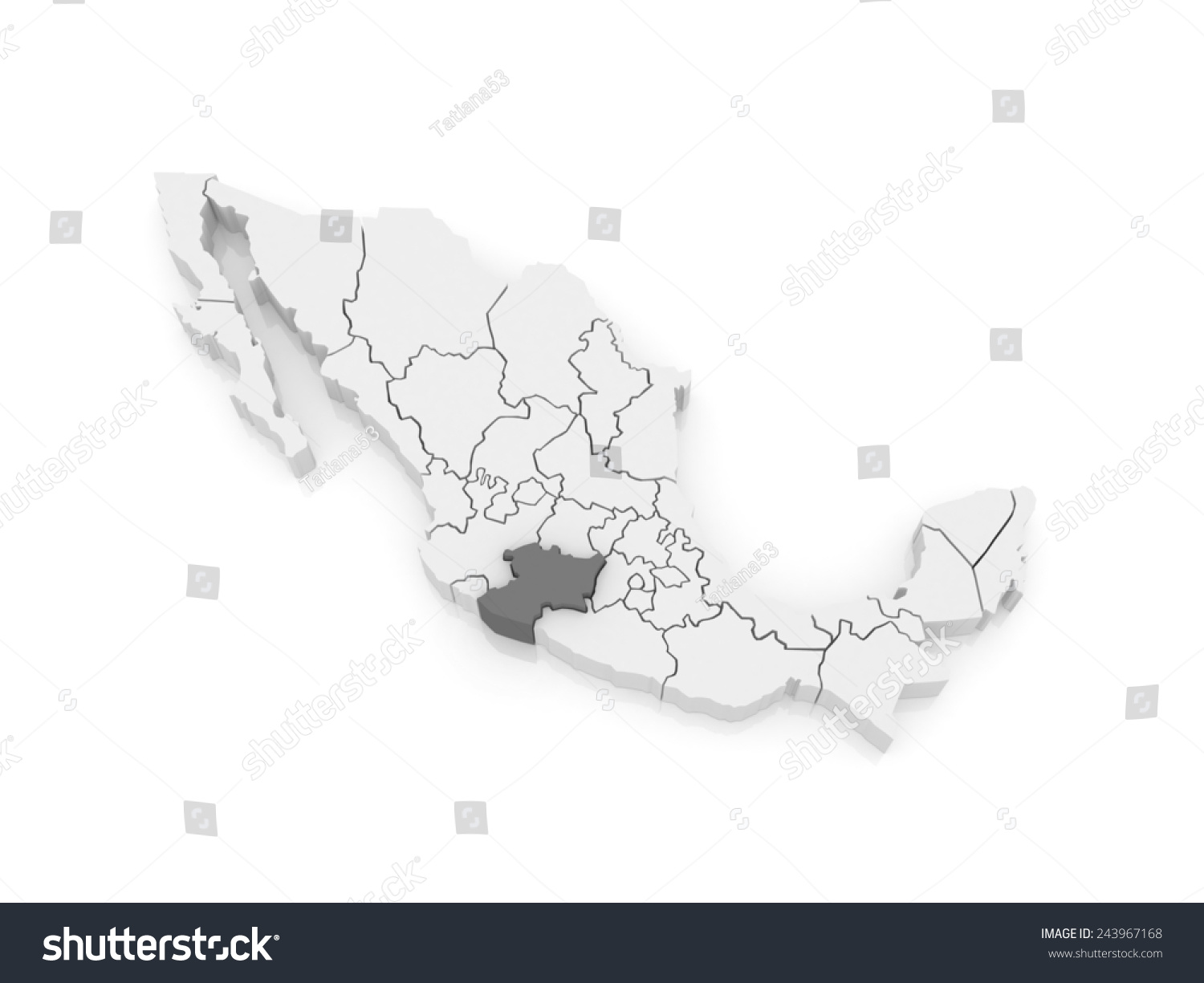 米却肯州的地图。墨西哥。3 d-商业\/金融,符号