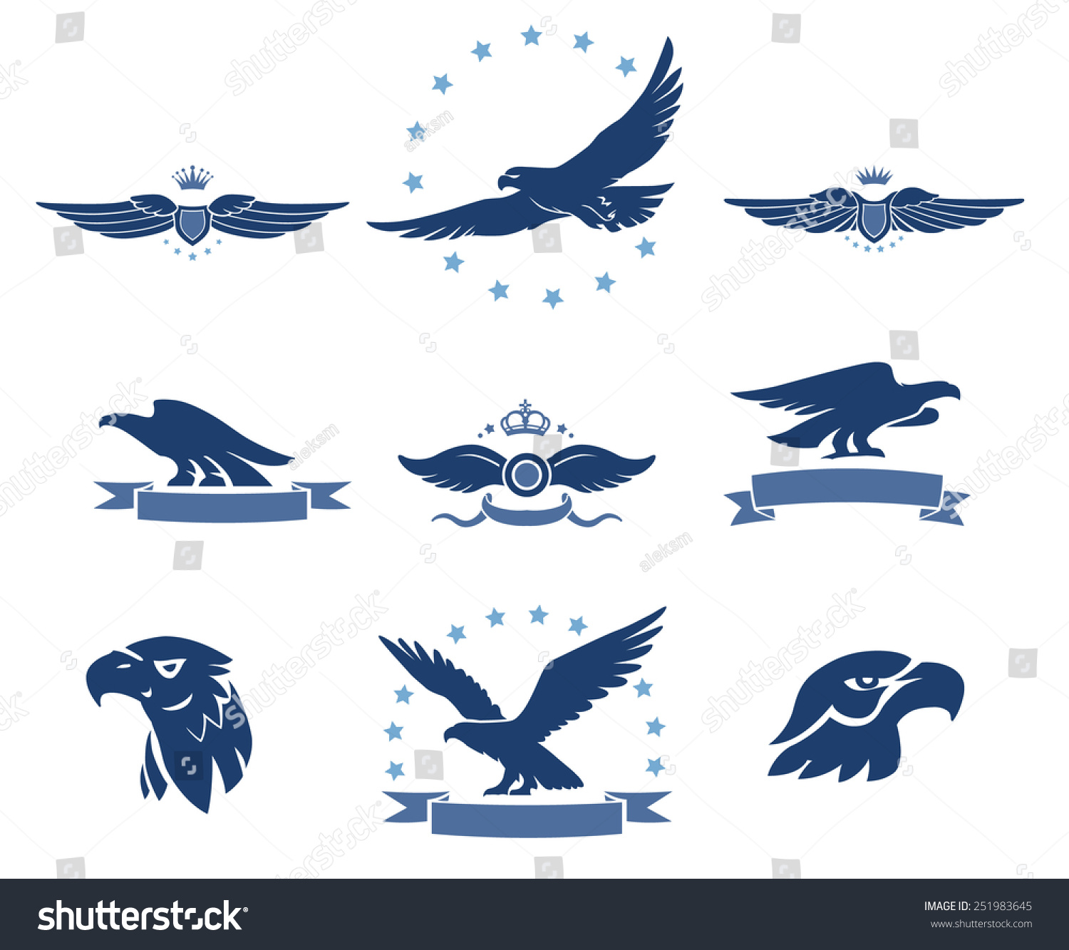鹰轮廓和翅膀的标志-动物\/野生生物-海洛创意(