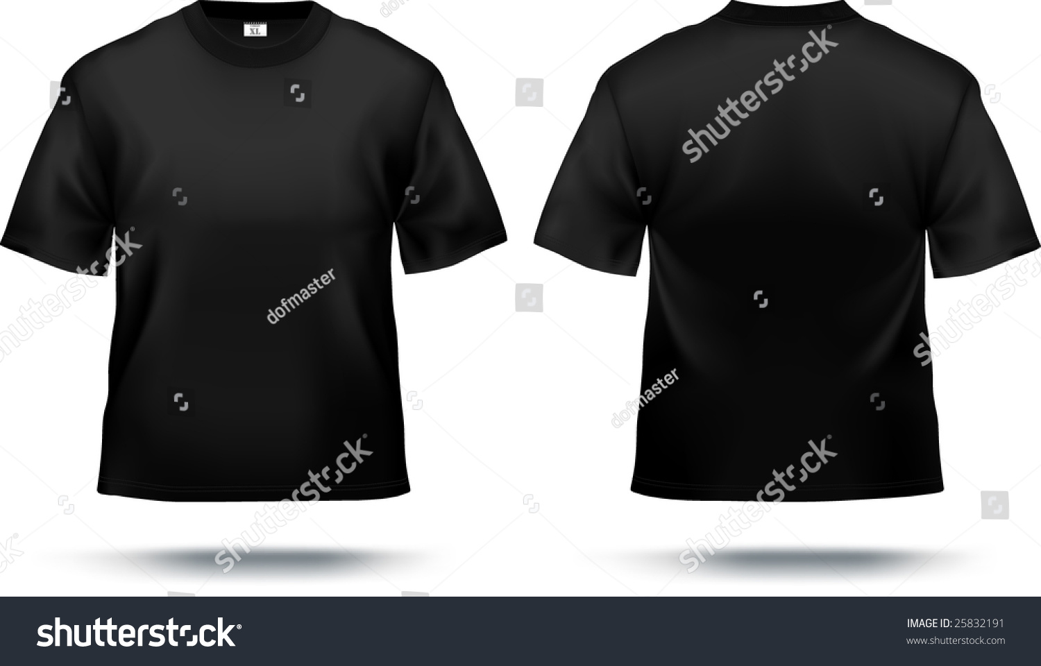 黑色t恤设计模板(正面和背面)。包含渐变网格元