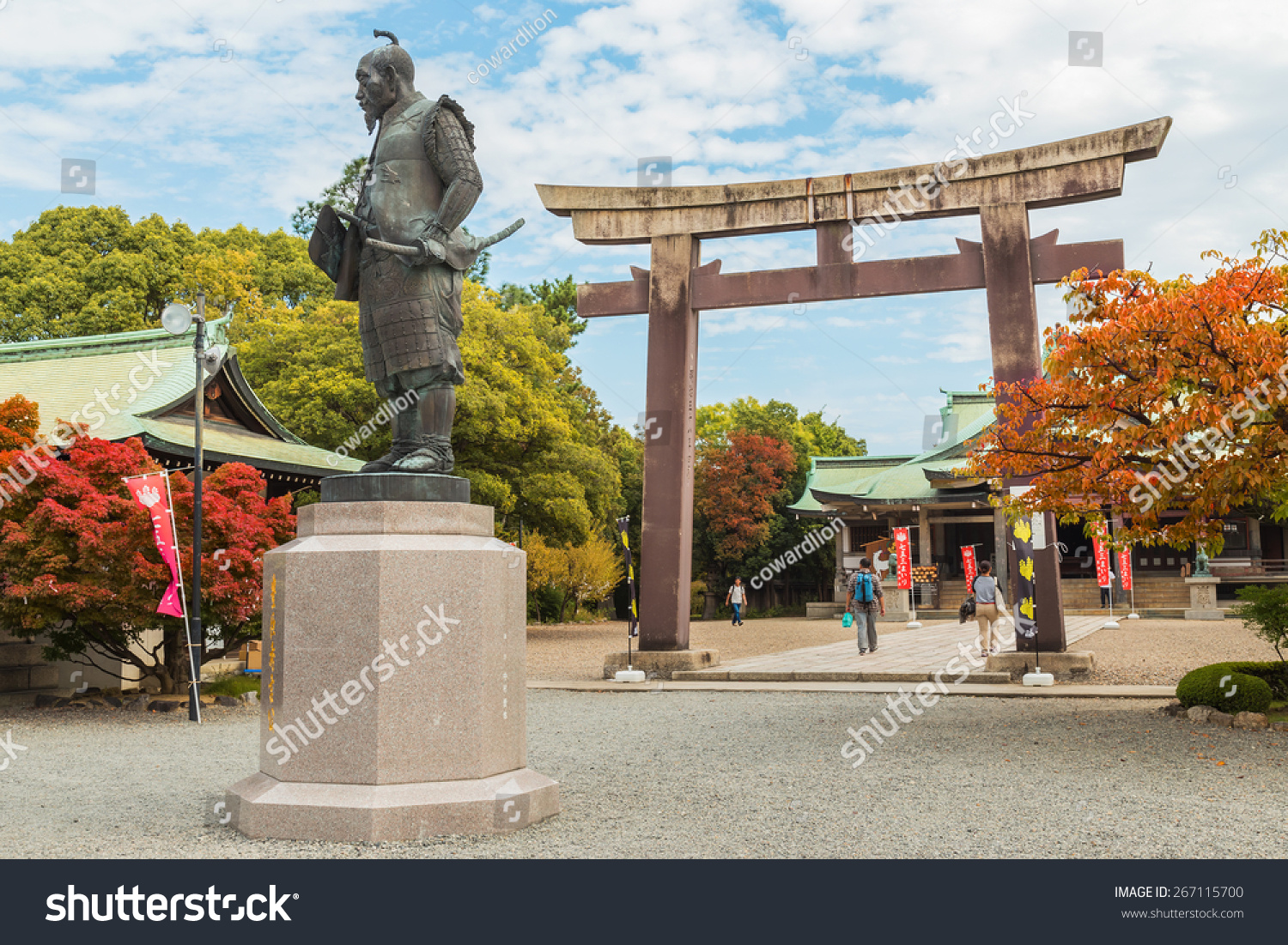 日本大阪- 10月25日:丰臣的雕像在大阪,日本于