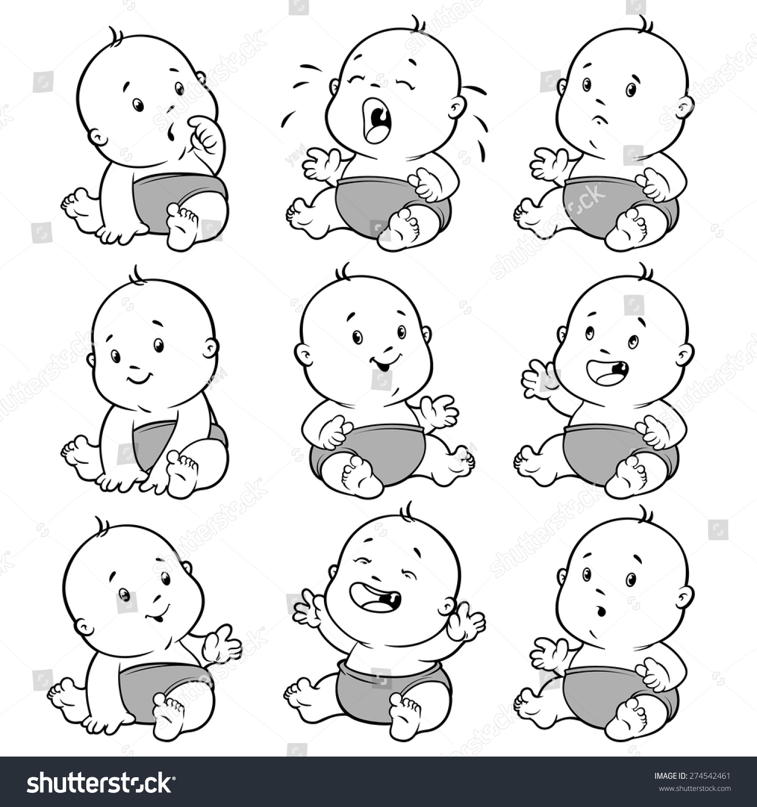 婴儿学步。矢量插图漫画在白色的背景。-人物