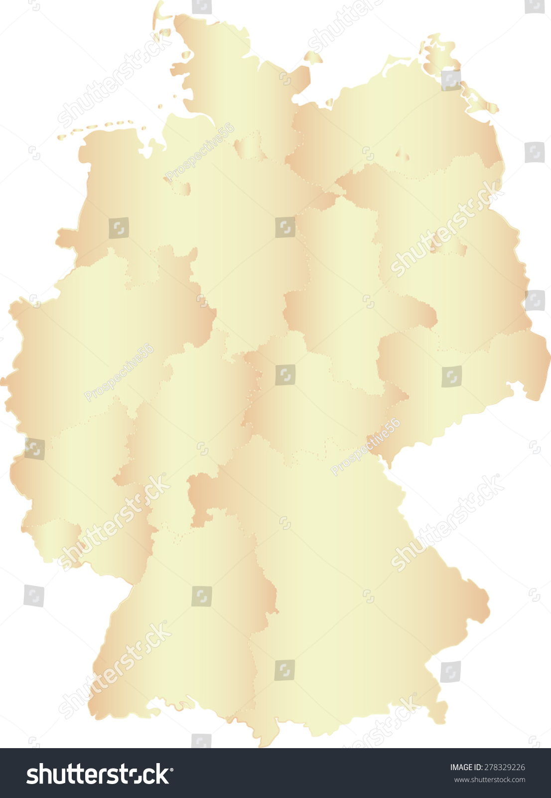 德国地图轮廓与边界多边形省或州县、矢量地图
