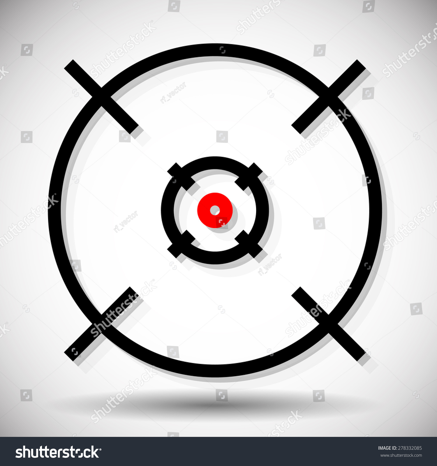 十字丝,火器的十字线图形与红点,向量。精度、