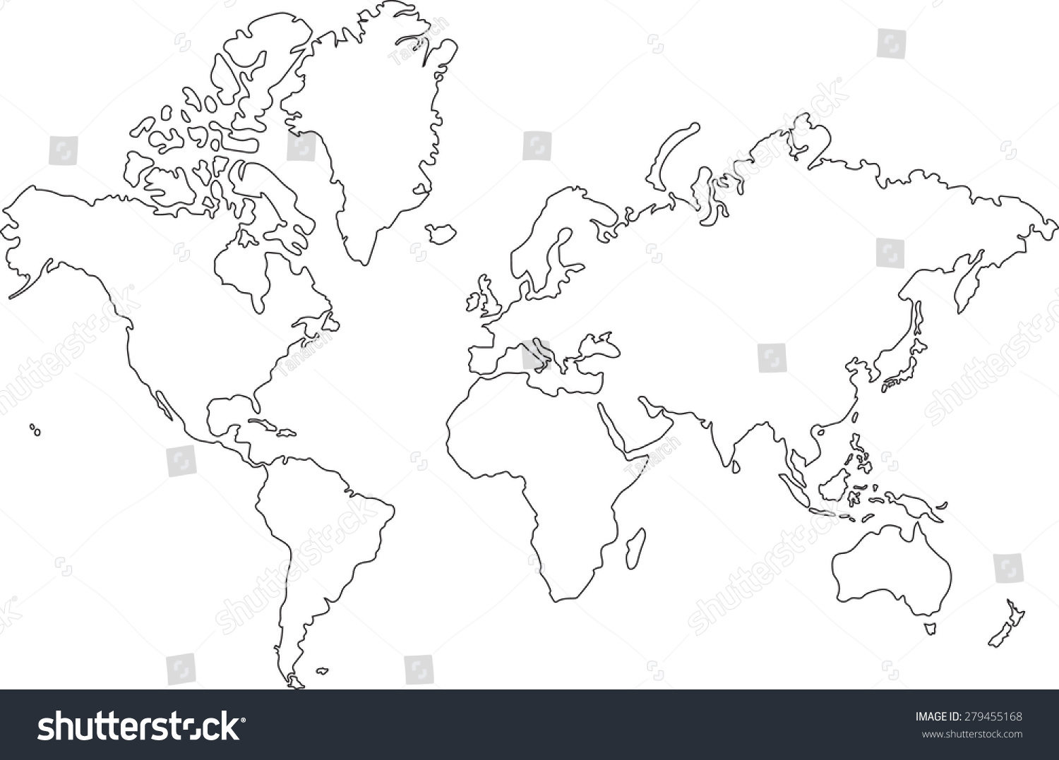 徒手画的世界地图草图在白色背景上。-背景\/素