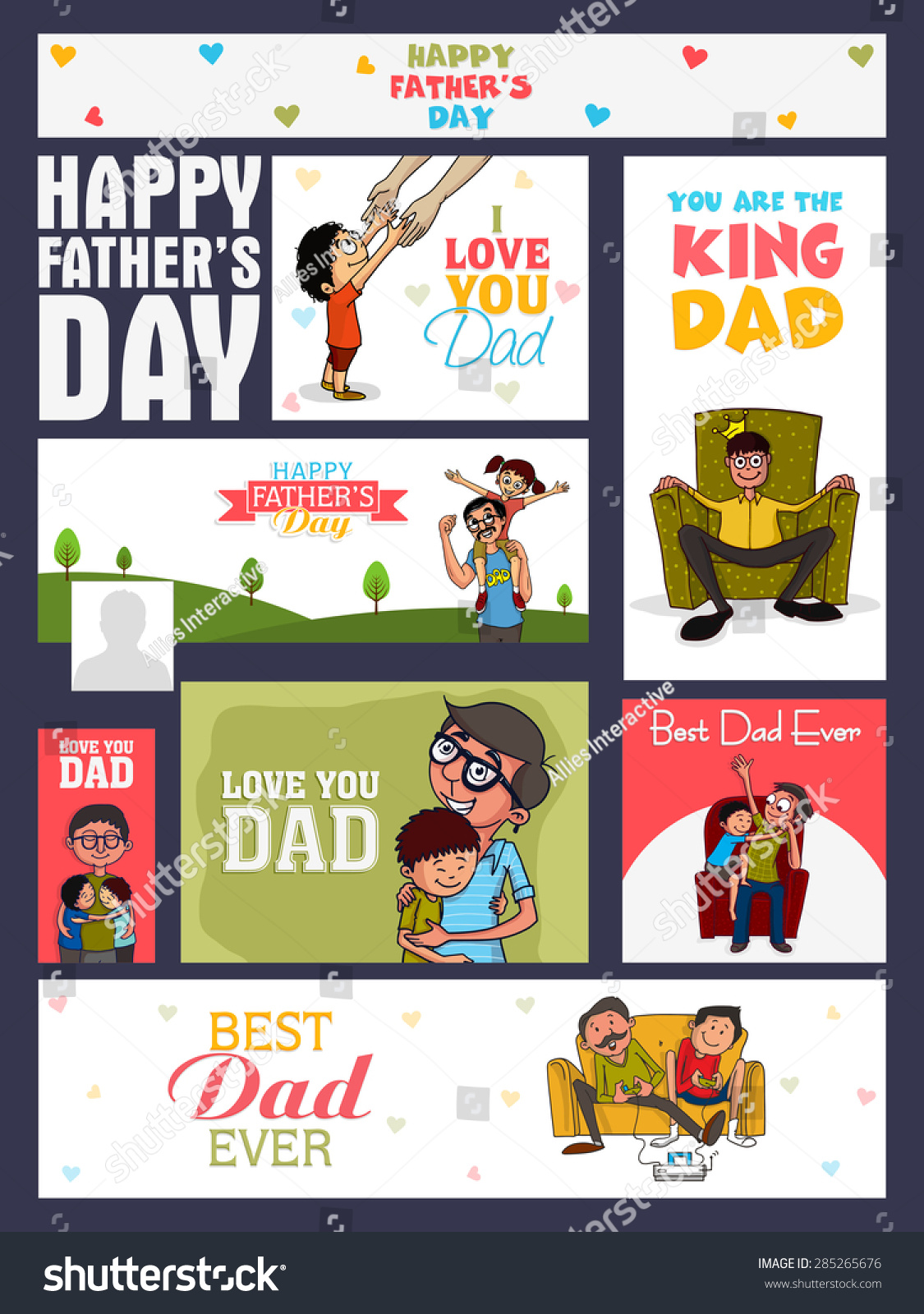 社交媒体广告、标题或横幅组与各种元素庆祝父