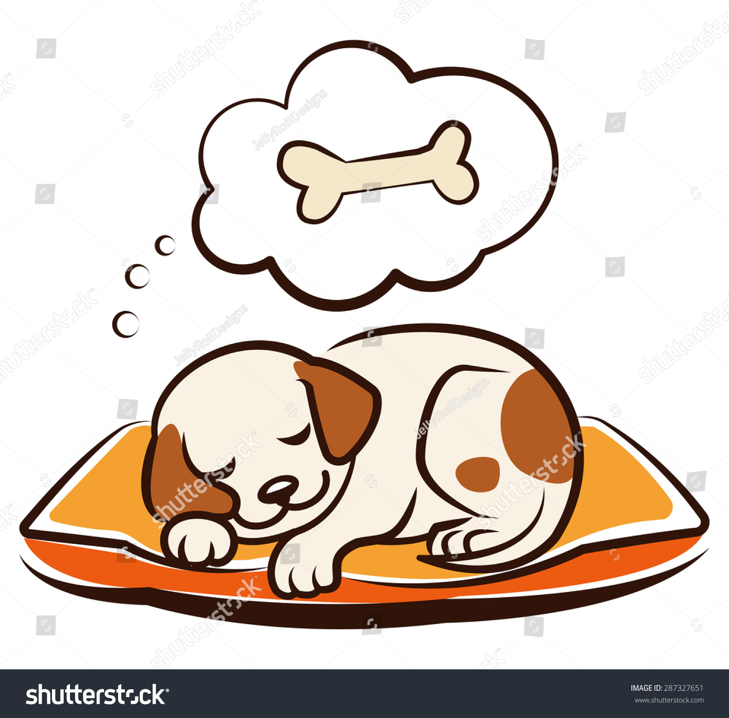 可爱的小狗骨头枕枕头睡觉做梦。EPS10-动物