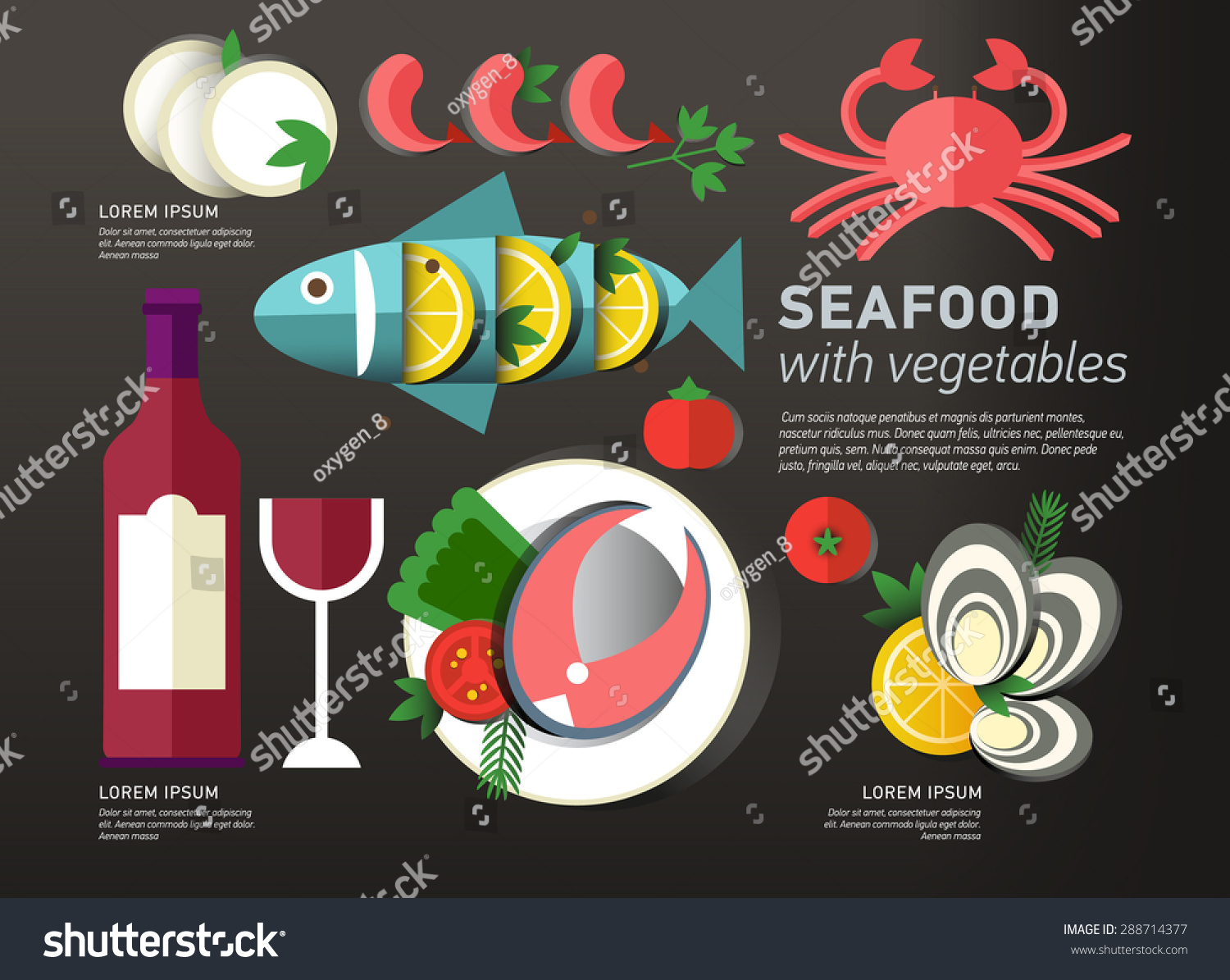海鲜设计。信息图表食品行业海鲜平坦的想法。