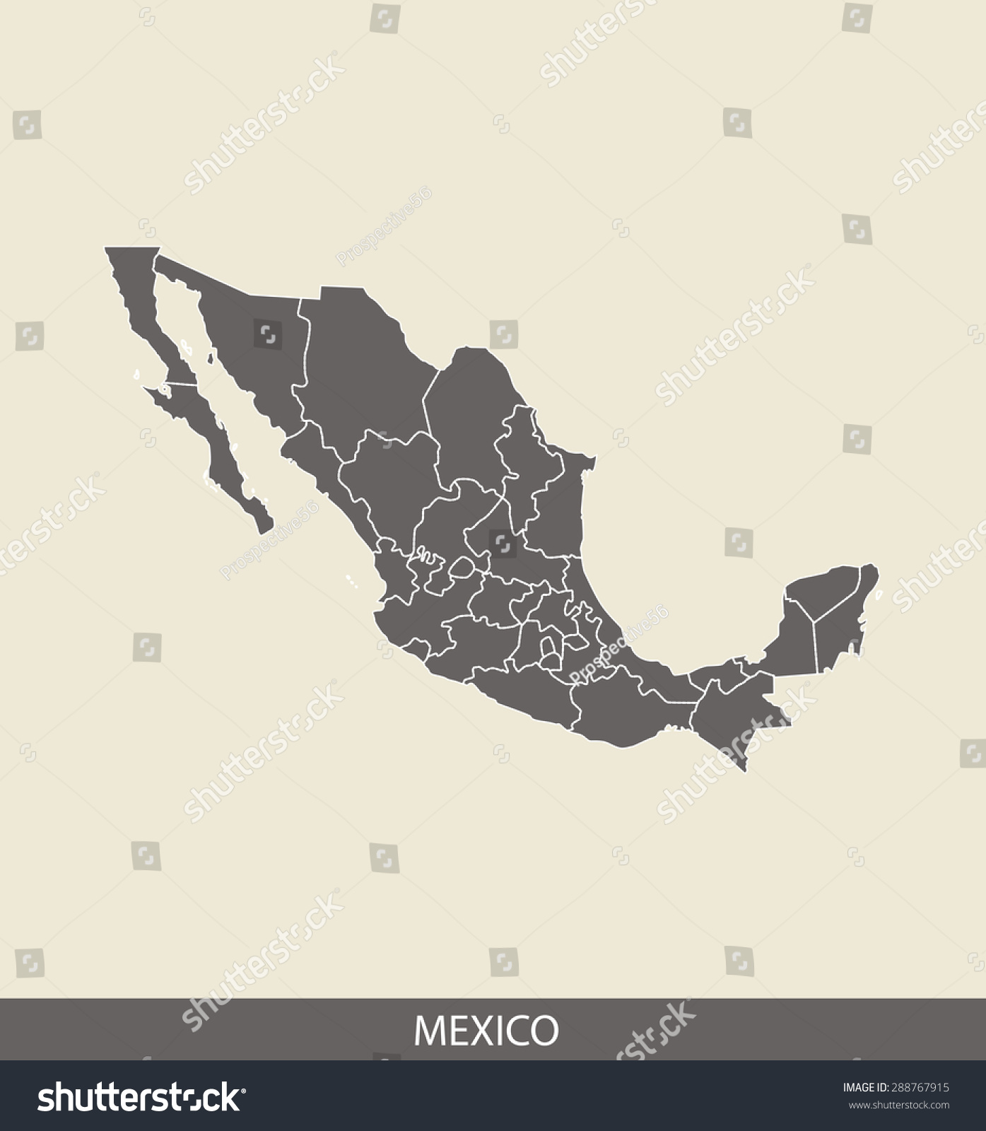 墨西哥墨西哥地图矢量地图轮廓对比灰色背景的