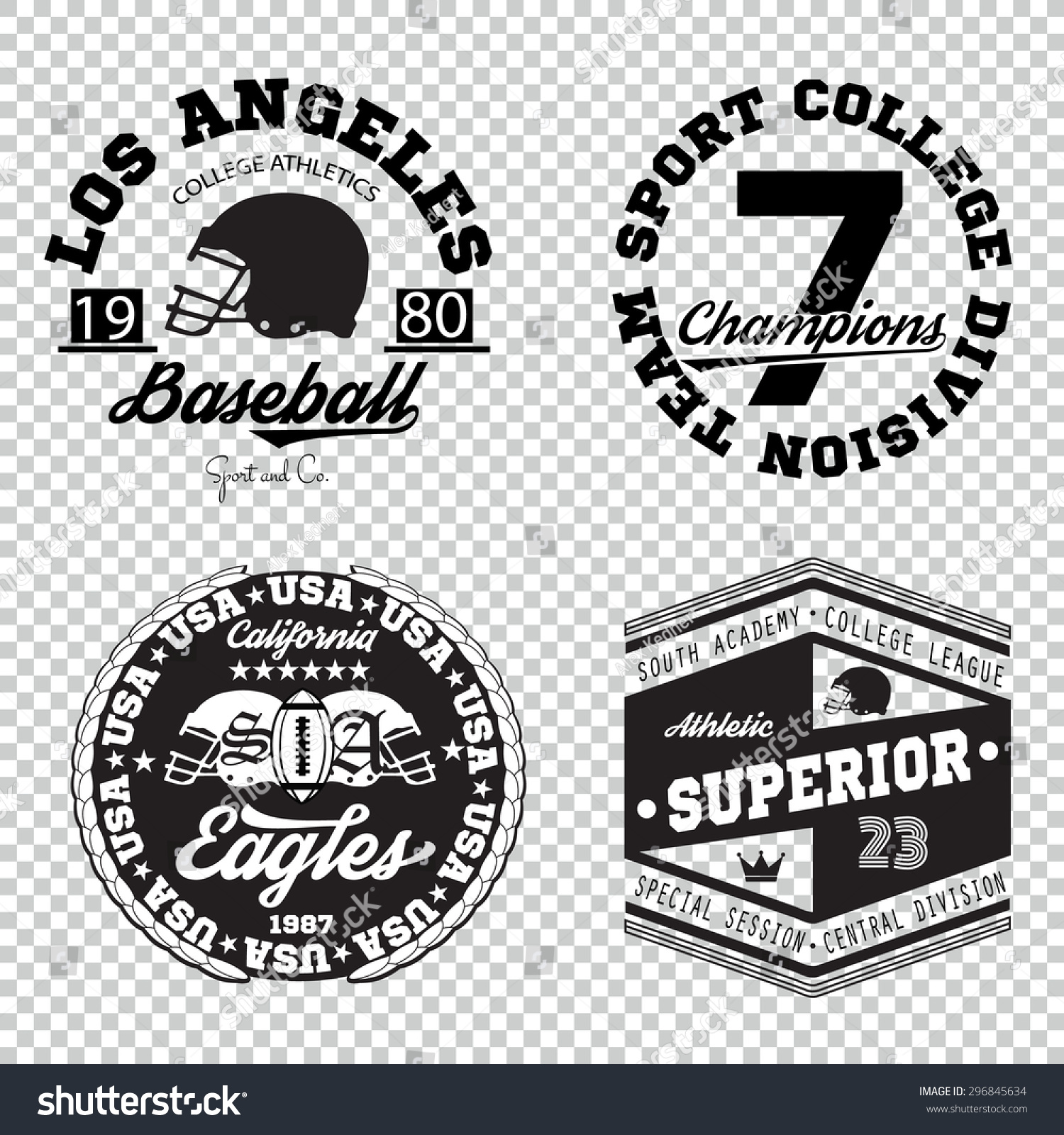 体育运动冠军大学棒球足球标志徽章收集。矢量