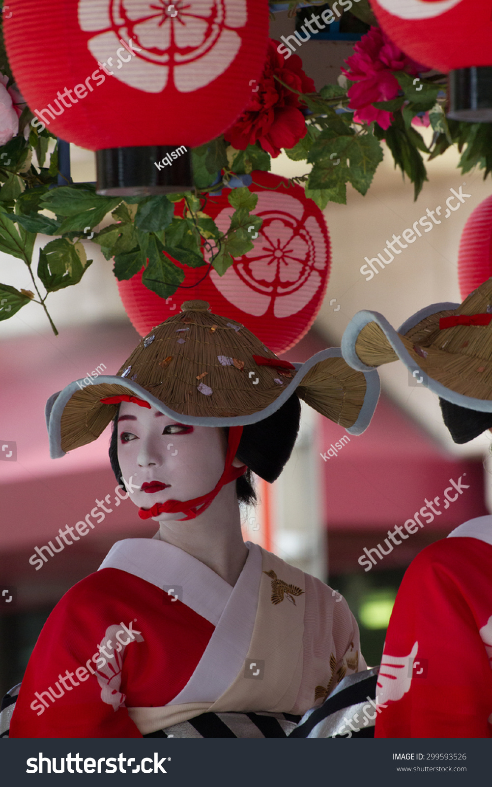 孩(或Geiko夫人)hanagasa的游行祗园祭(节日)