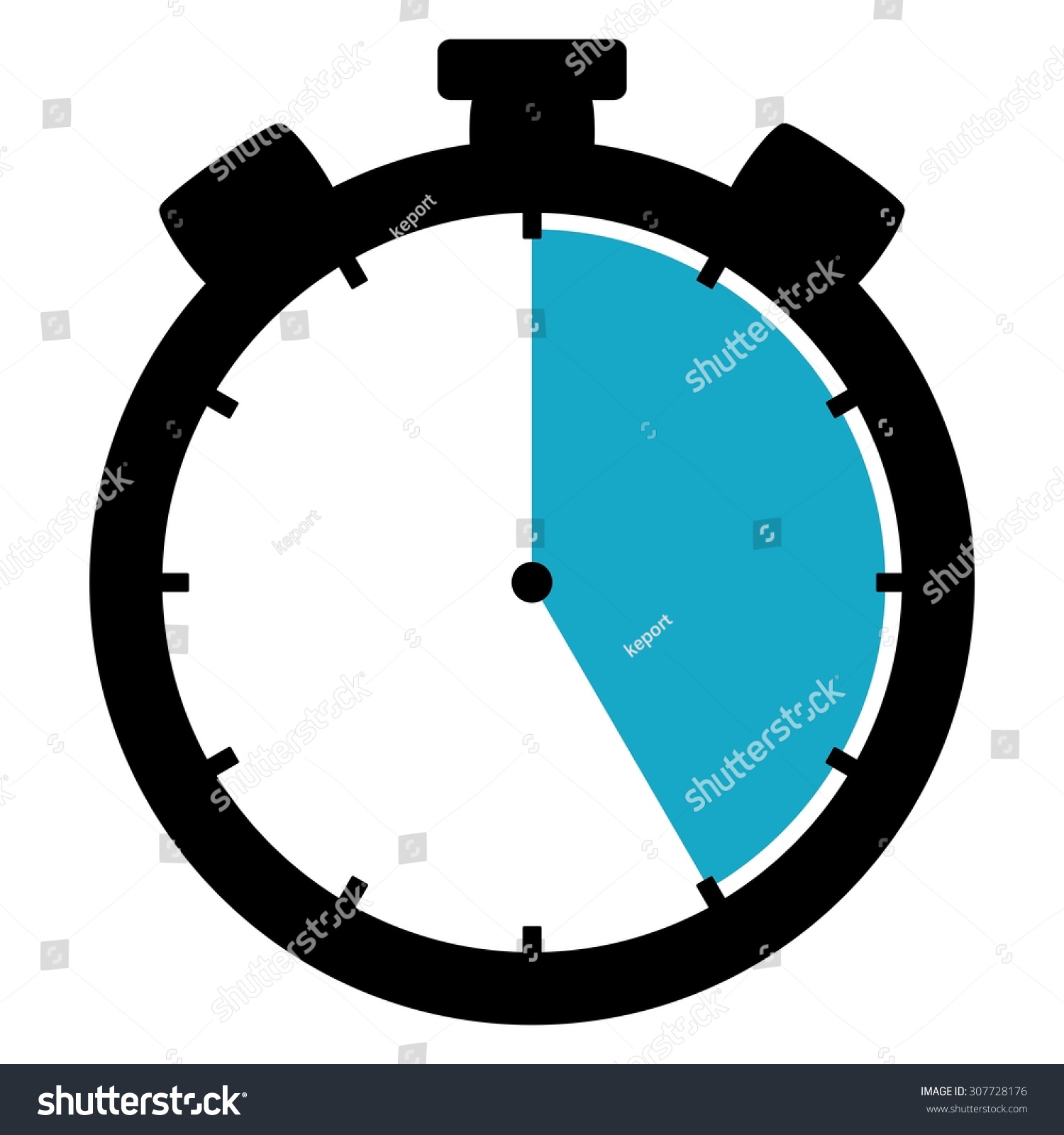 黑色和蓝色秒表图标显示25秒25分钟或5小时-