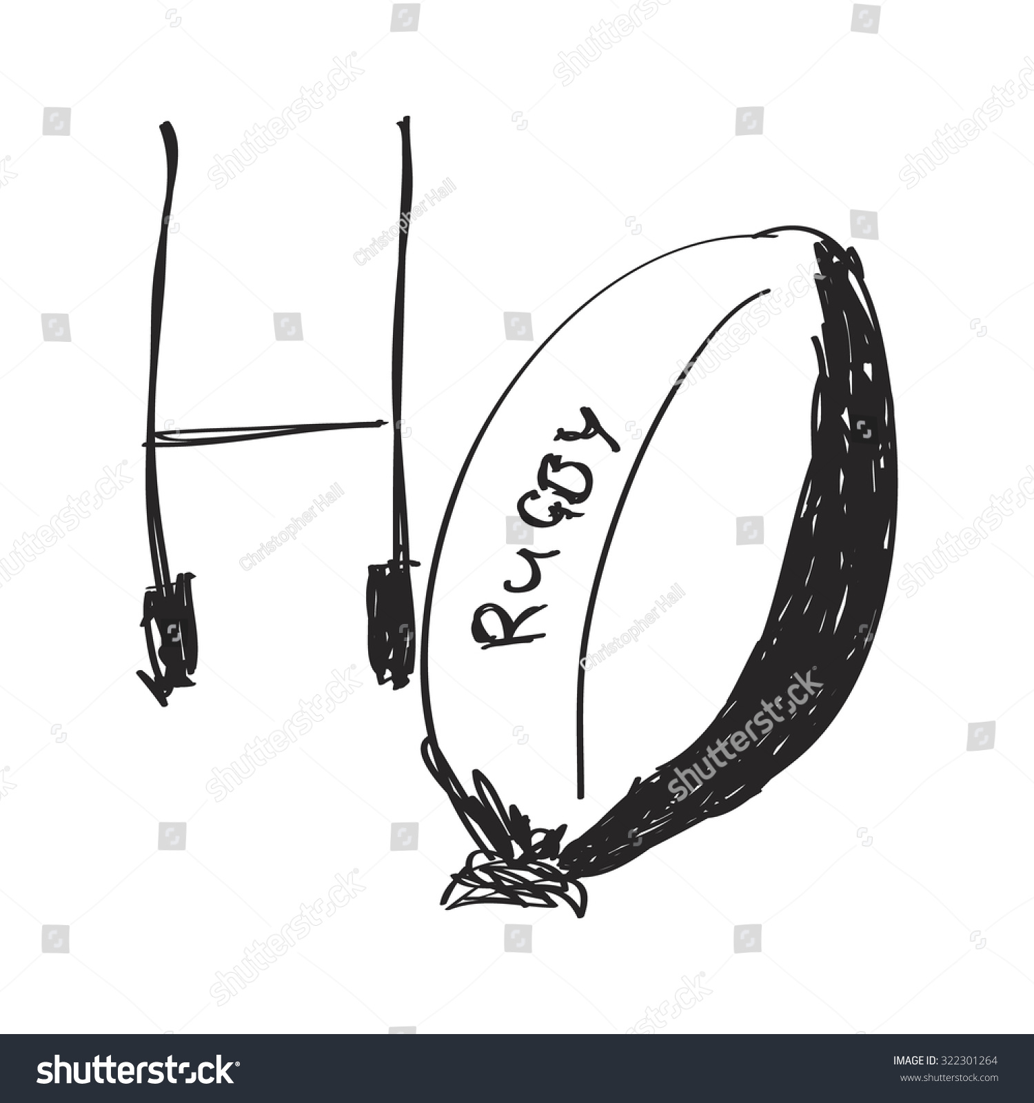 简单的手绘涂鸦的橄榄球-符号\/标志,其它-海洛