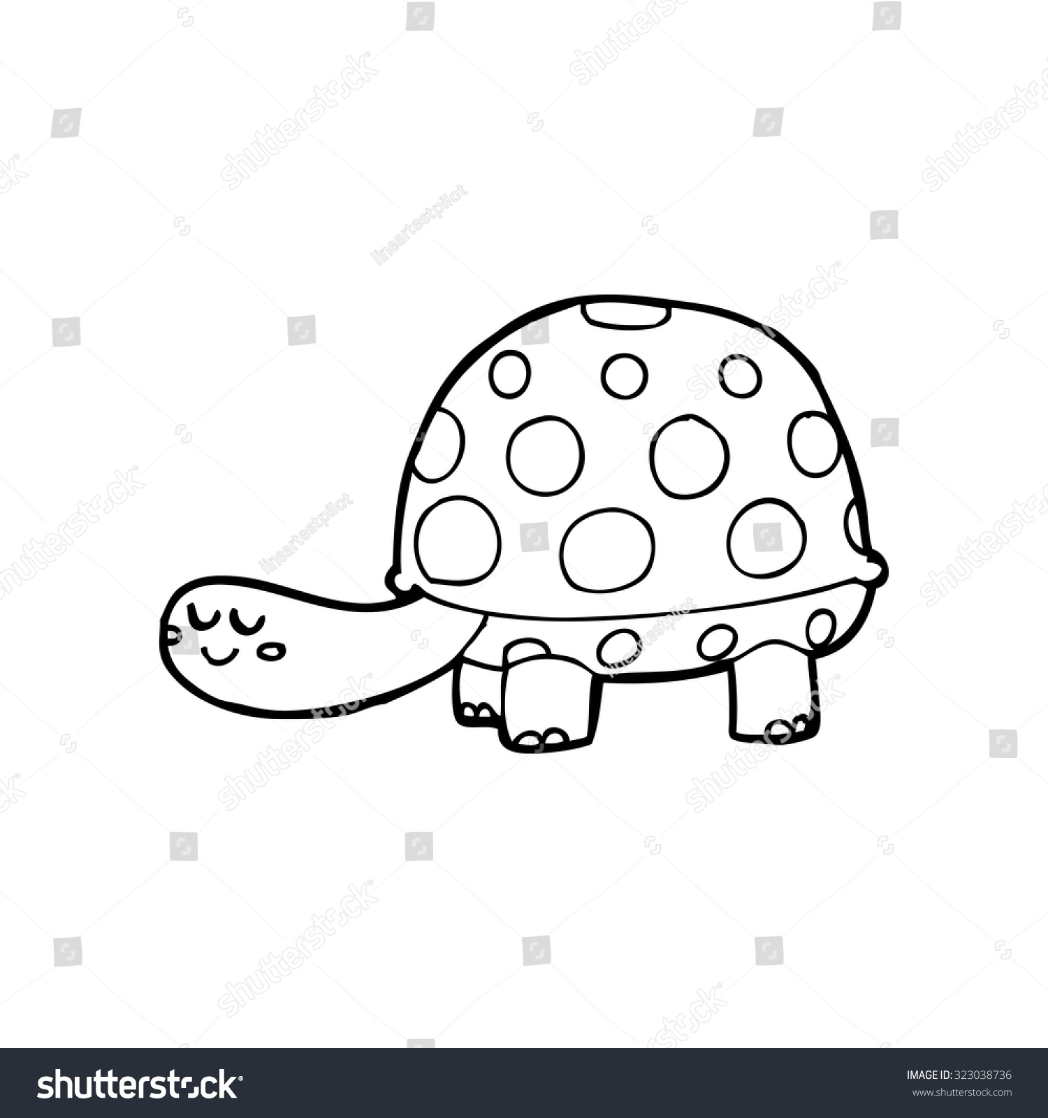 简单的黑白线条画卡通的乌龟-动物\/野生生物-海