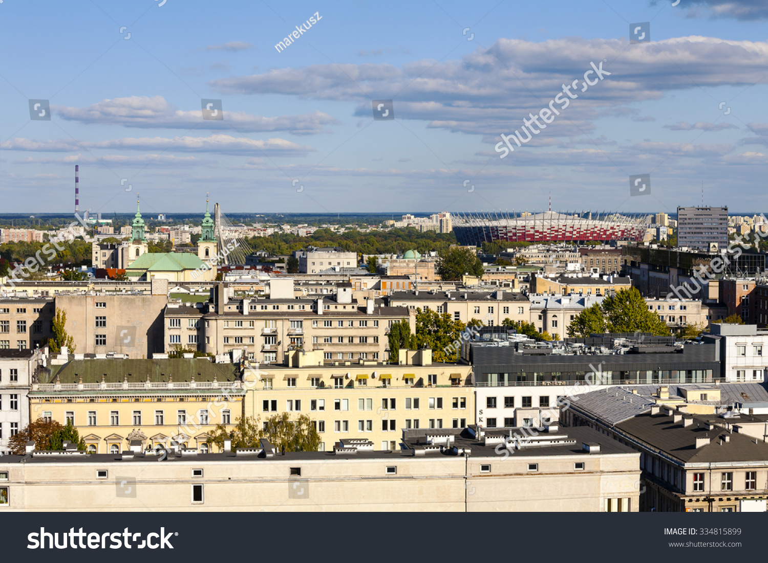波兰华沙--2015年9月30日:市中心的鸟瞰图,波