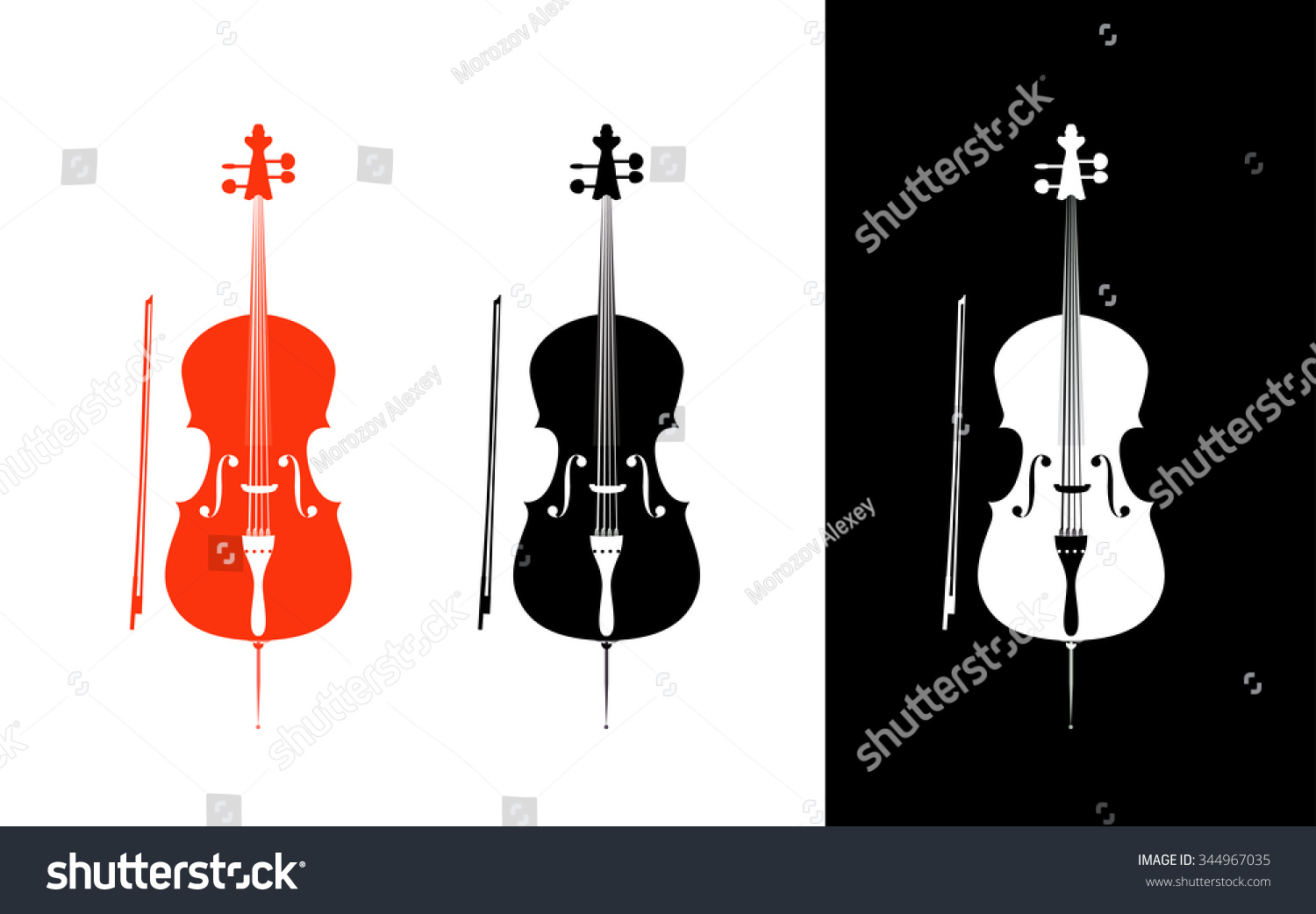 大提琴在黑色、红色和白色的颜色--乐团弦乐器