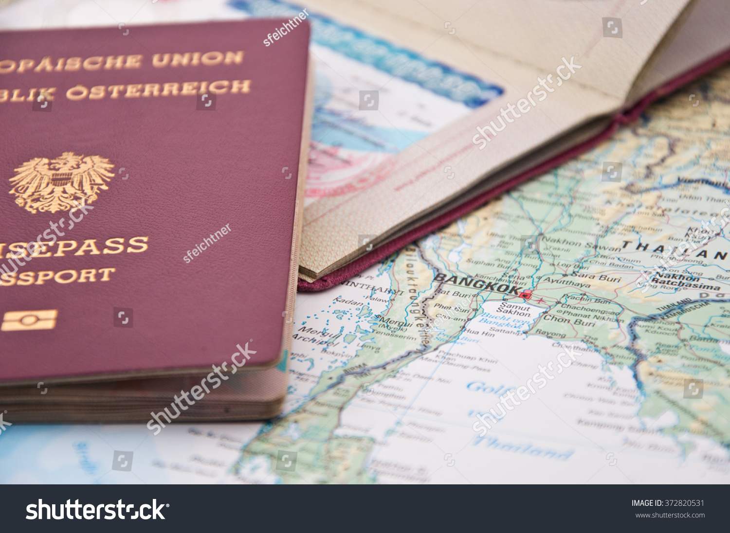 近距离泰国入境签证、护照和泰国,东南亚地图
