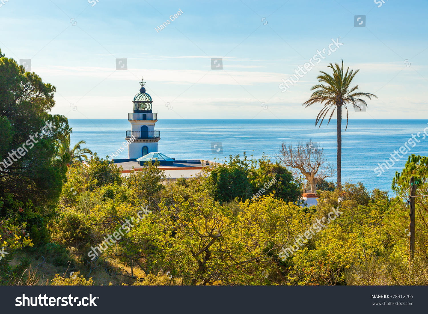 Calella附近著名的灯塔,科斯塔布拉瓦,西班牙,俯