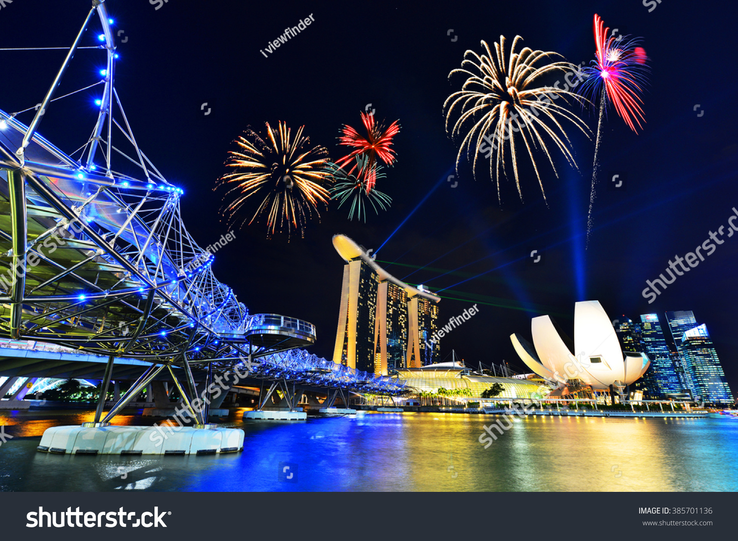 新加坡国庆烟花庆祝 - 建筑物\/地标,商业\/金融 -