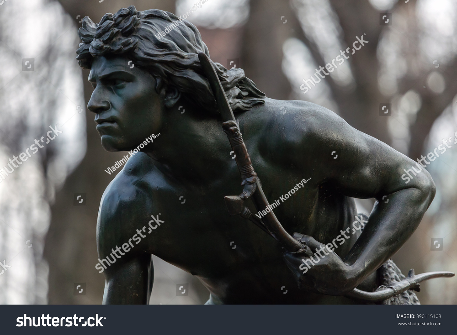 一次在中央公园雕塑由美国艺术家约翰·昆西·