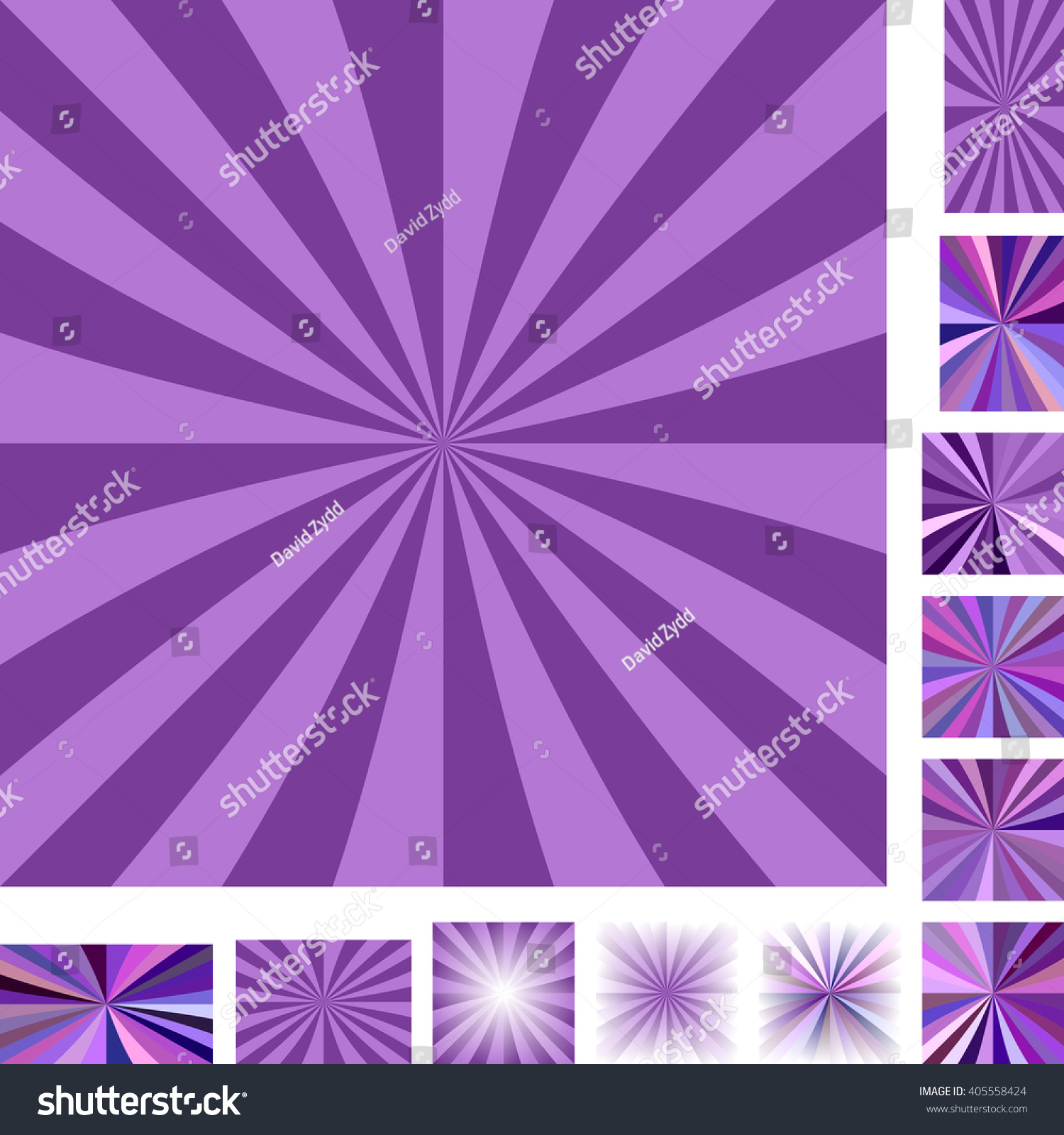 紫色向量射线爆发设计背景设置,不同的颜色,渐