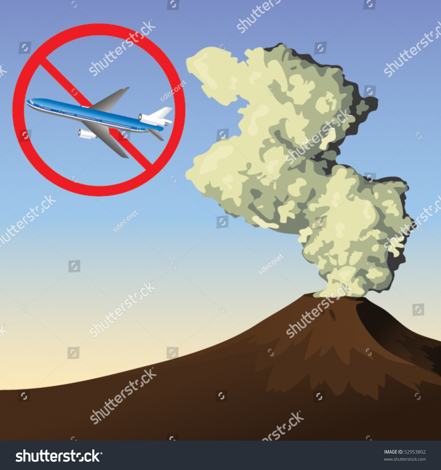 飞机飞过火山灰的可能-交通运输,插图\/剪贴图-