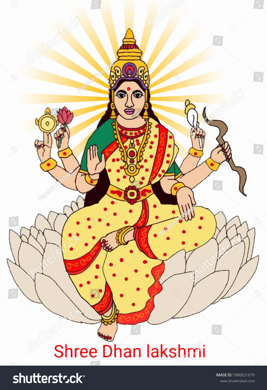 Beautiful Illustration Goddess Dhan Lakshmi Stock Illustration ...