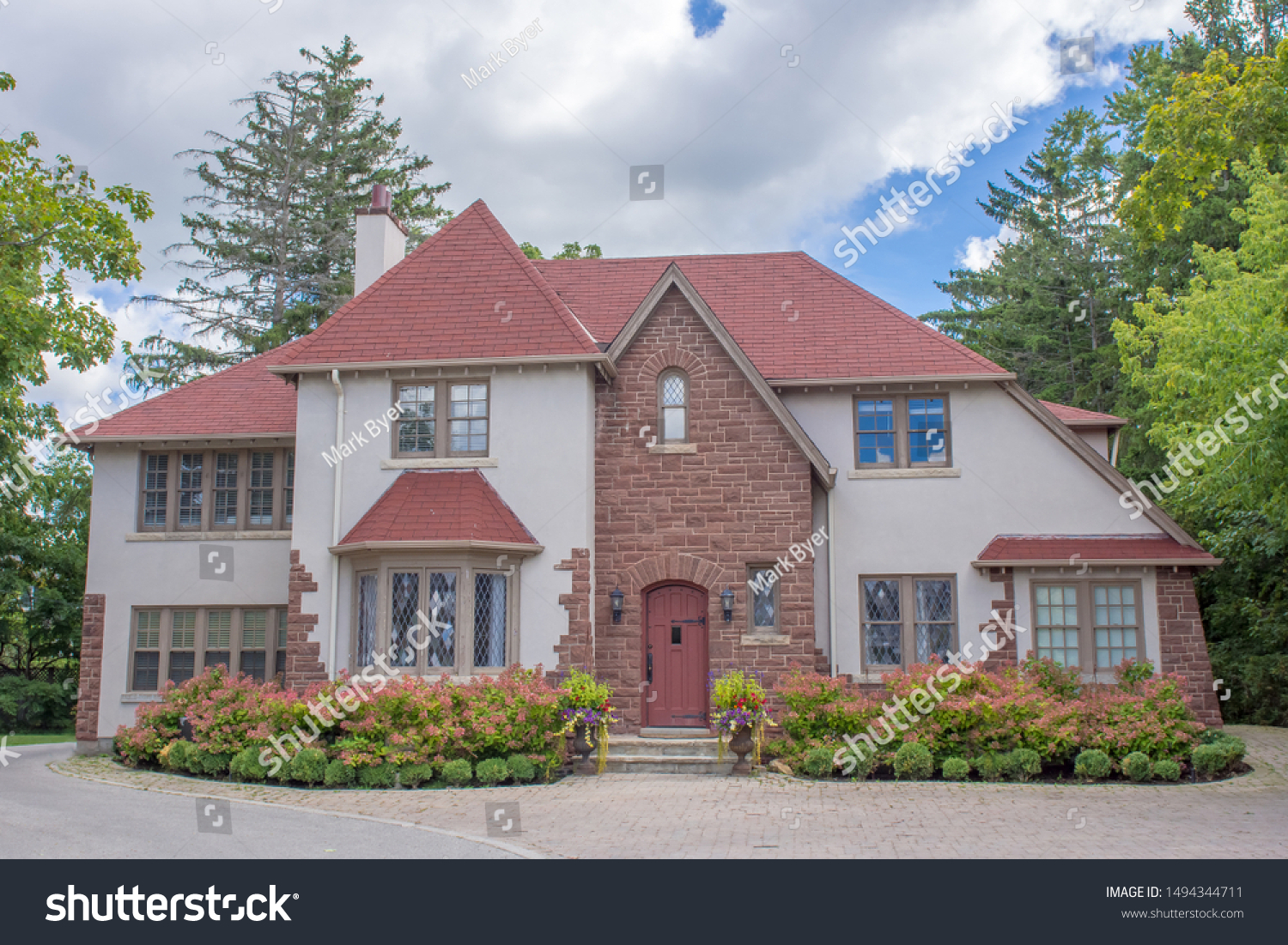 Beautiful Large Historic White Stucco Red Stock Photo Edit Now 1494344711