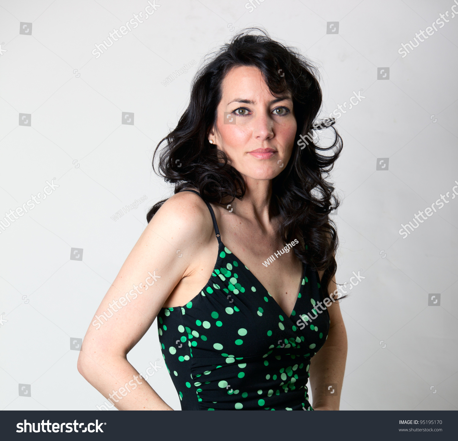 Beautiful Older Woman Polkadot Summer Dress Stock Photo 95195170 ...