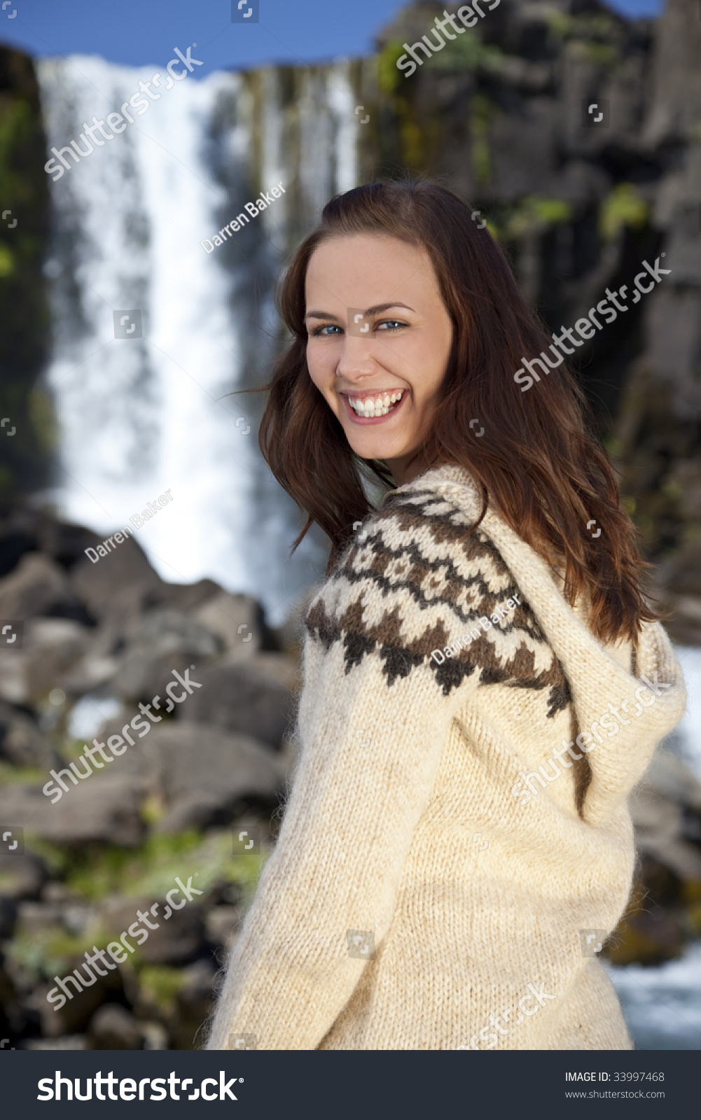 A Beautiful Scandinavian Woman Wearing Traditionally Patterned Knitwear ...