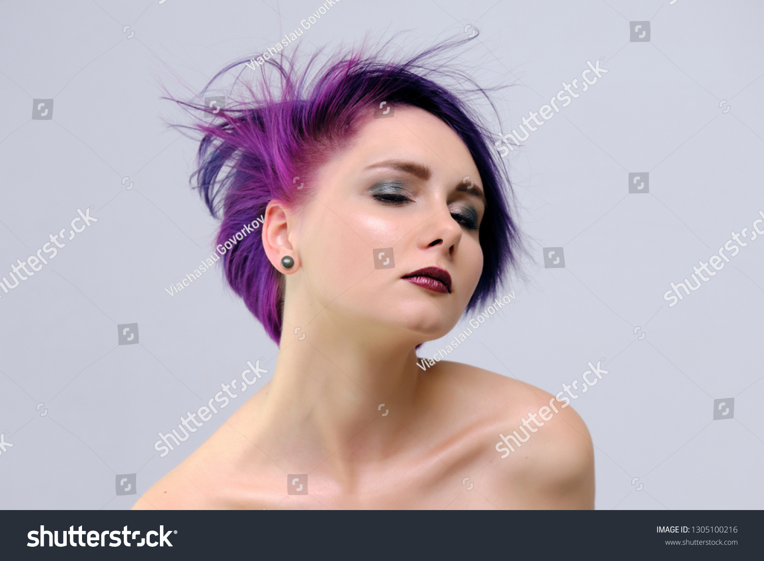 Beautiful Sexy Girl Purple Hair Short Stock Photo Edit Now