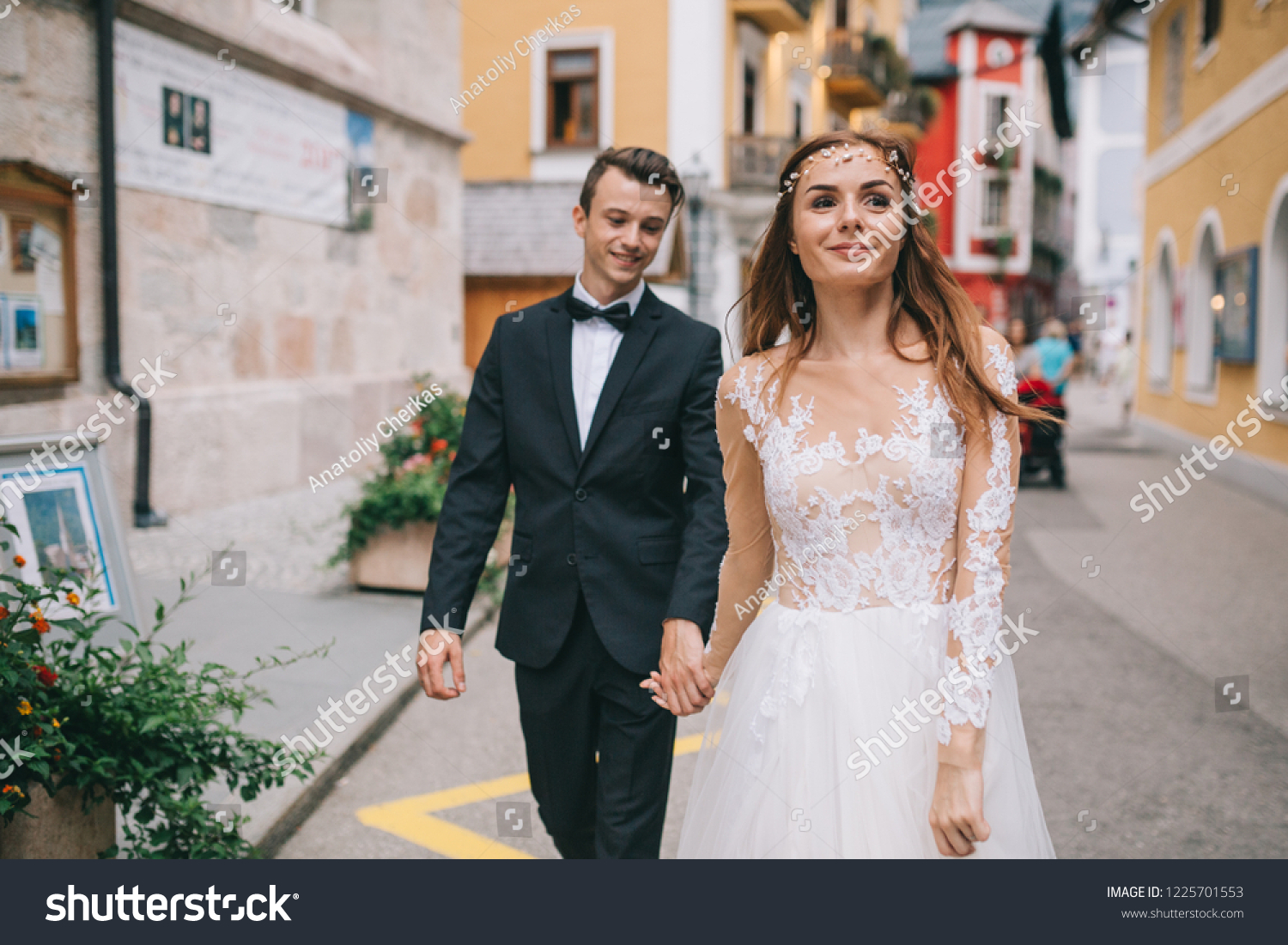 Beautiful Wedding Couple Walks Fairy Austrian Stock Photo Edit