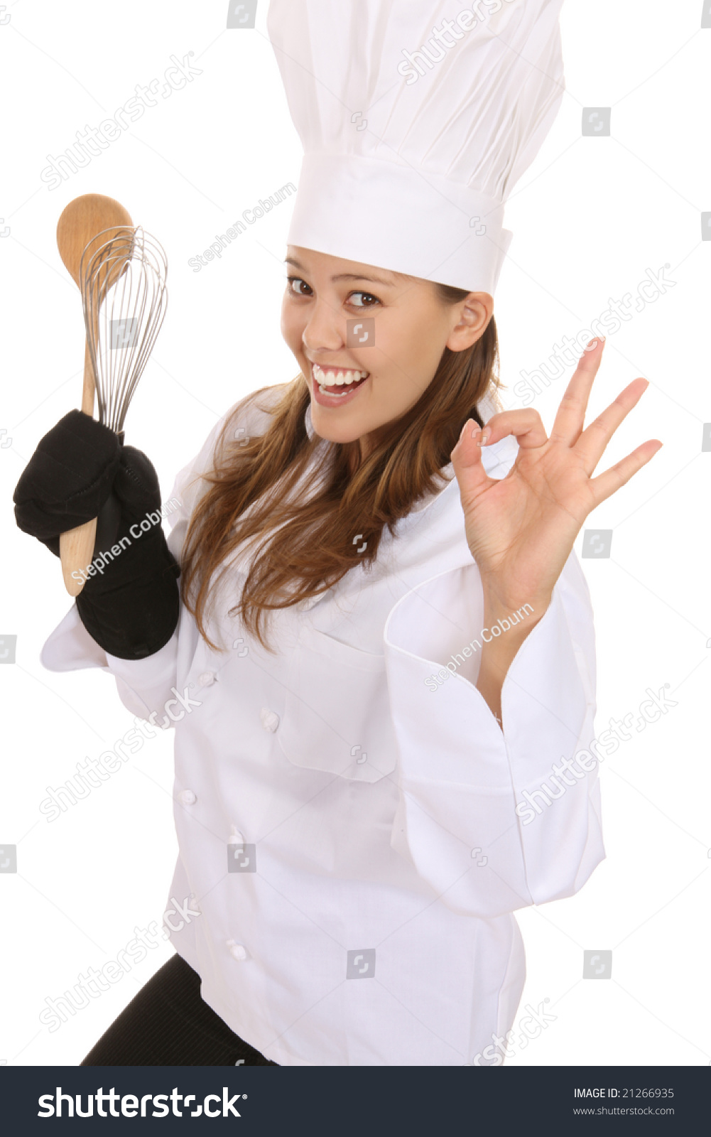 A Beautiful Woman Chef Celebrating A Success Stock Photo 21266935 ...