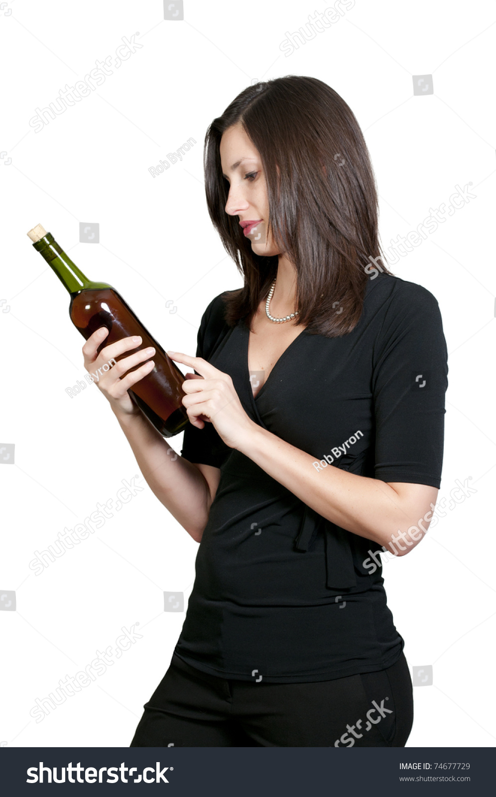 Beautiful Woman Holding Wine Bottle Glasses Stock Photo (Edit Now) 74677729