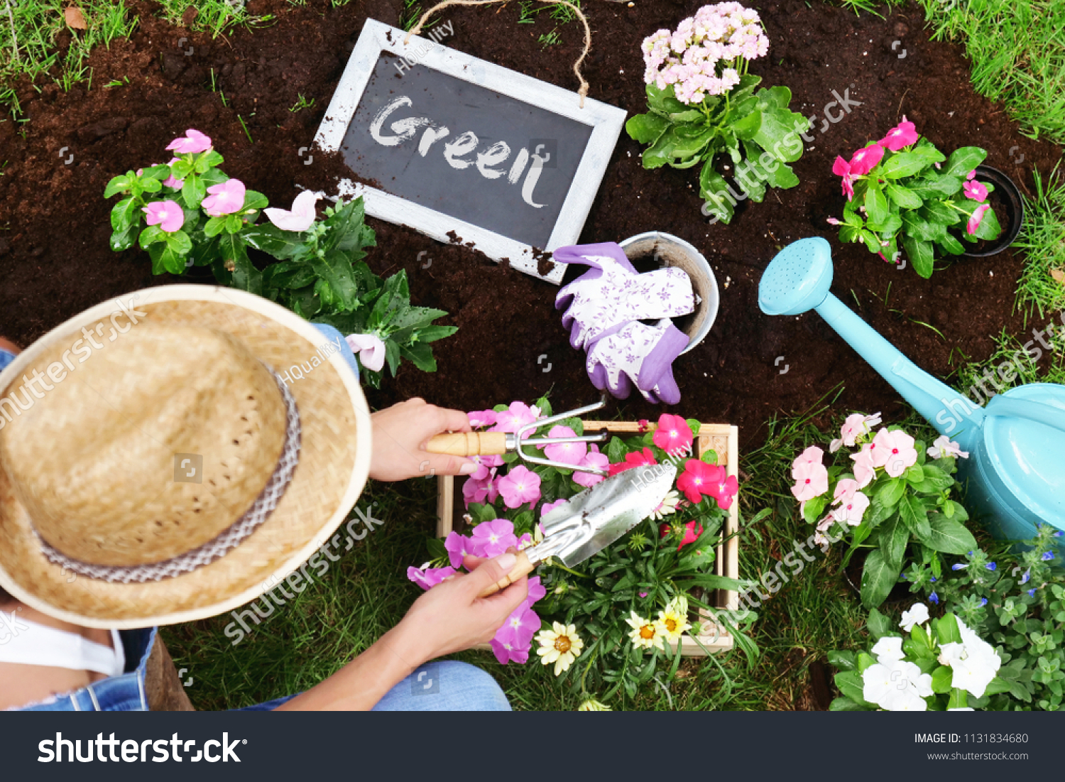 Beautiful Woman Her Garden Plant Colorful Stock Photo Edit Now