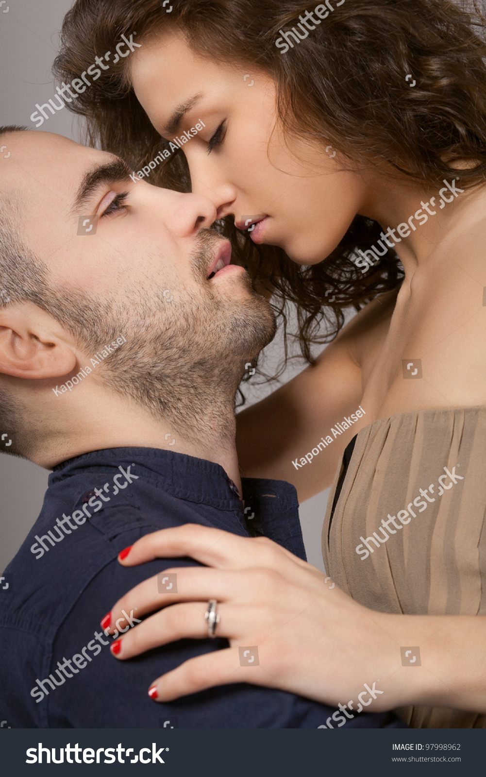 Boy and girl sexy kiss