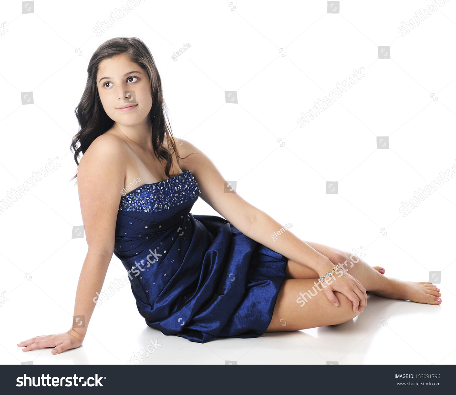 Beautiful Young Teen Sitting Barefoot Her Stock Photo 153091796 ...