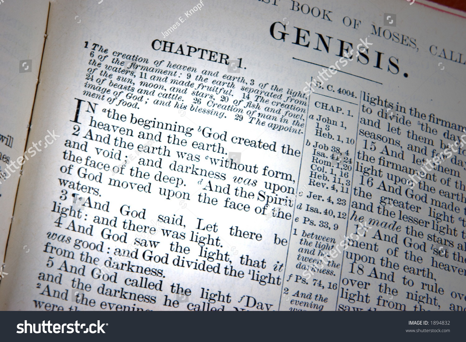Bible Opened First Chapter Genesis Creation Stock Photo 1894832 Shutterstock