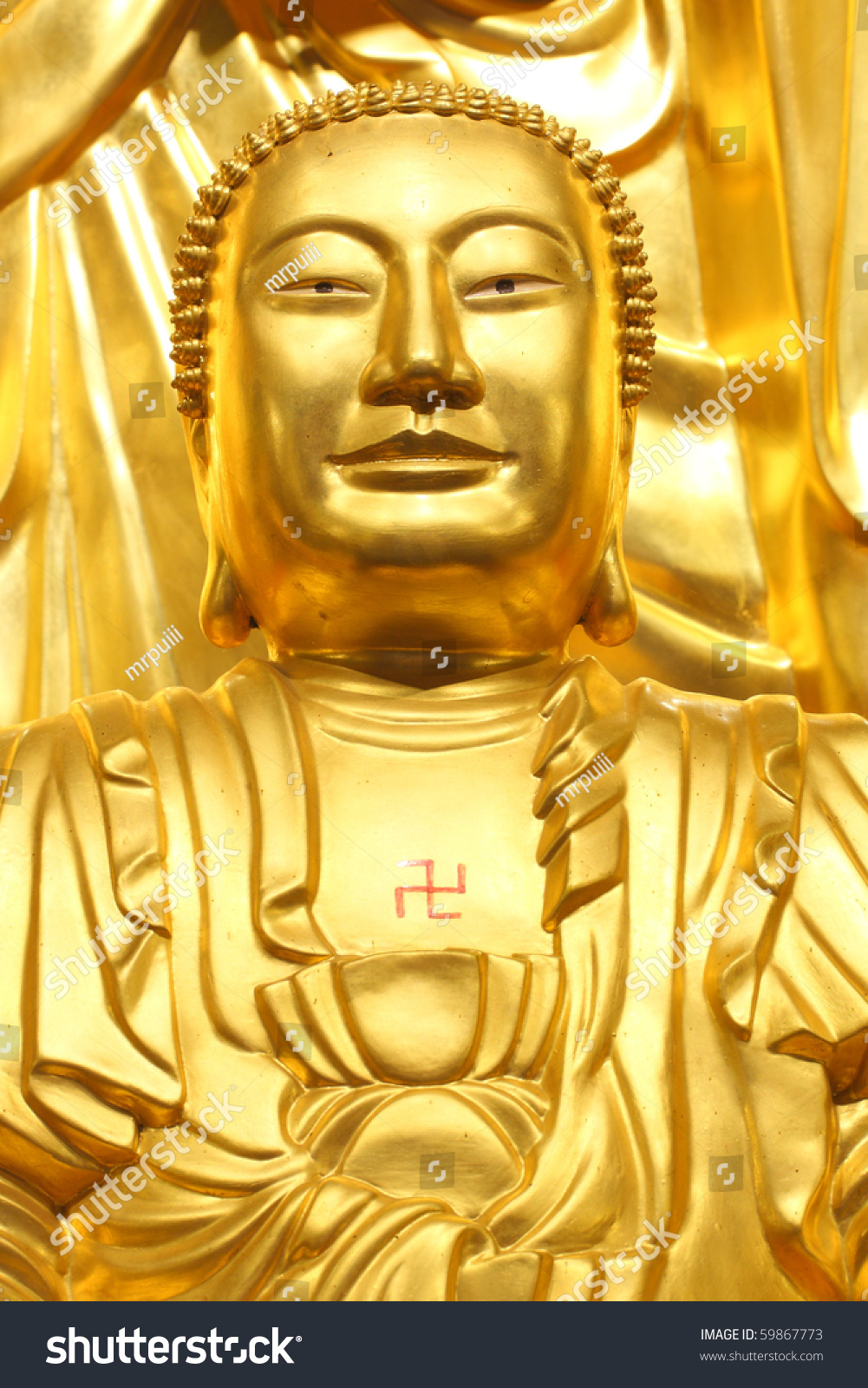 A Big Golden Buddha In Chinese Style. Stock Photo 59867773 : Shutterstock