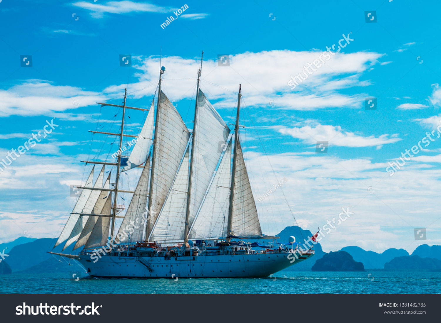 Big Ship White Sails Yacht Andaman Stock Photo Edit Now