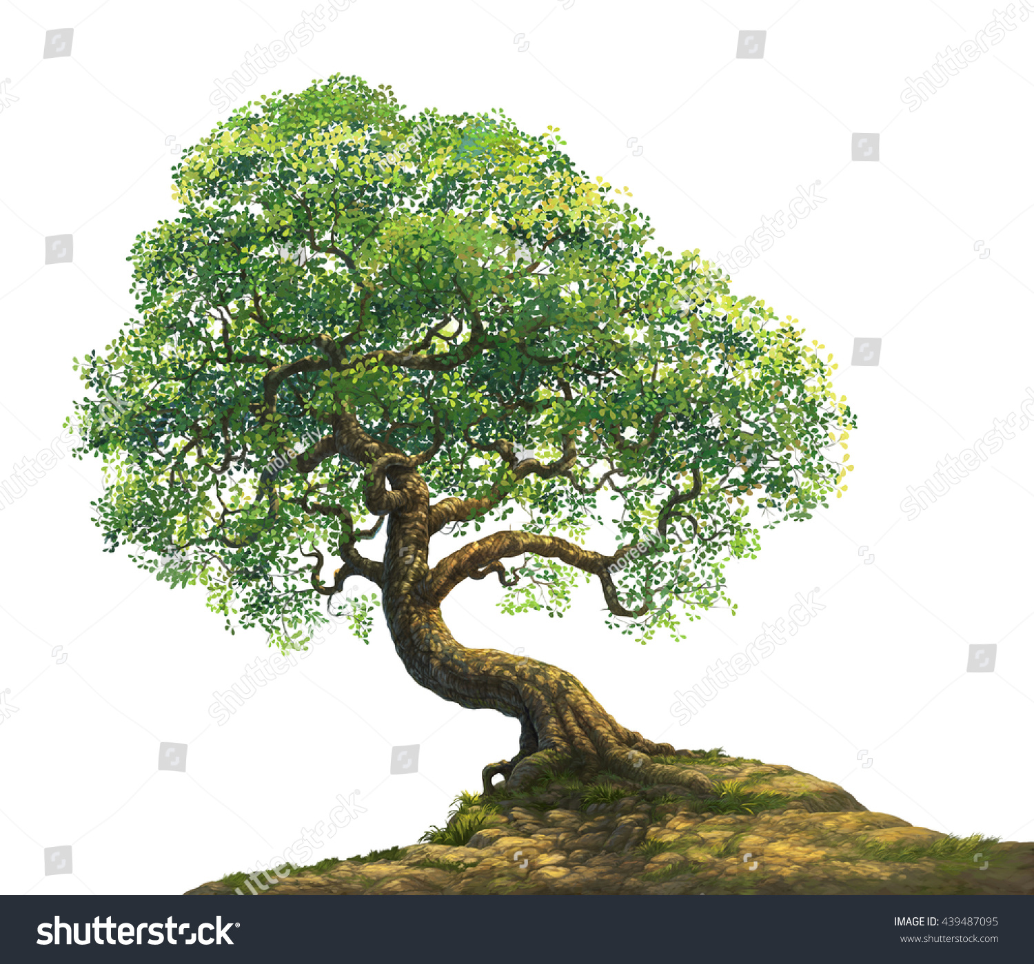 Big Tree On Hill Isolated On Stock Illustration 439487095 - Shutterstock