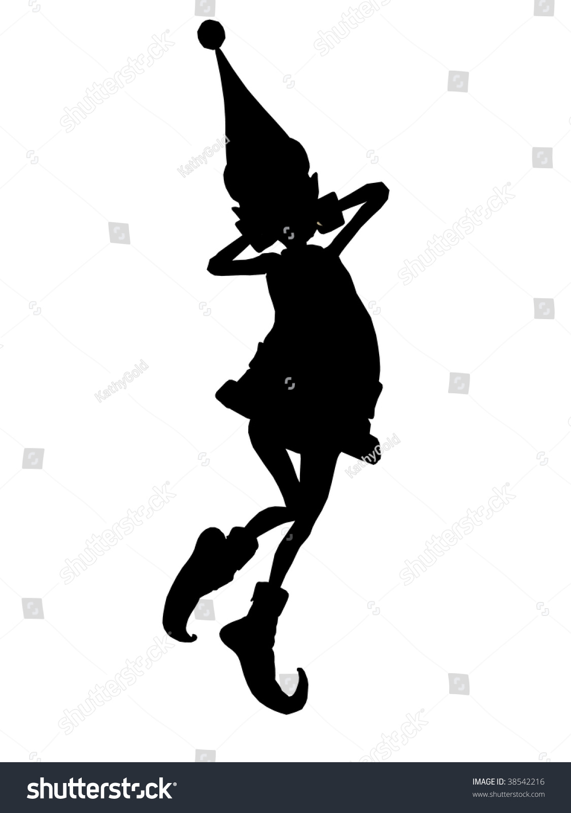 Black Christmas Elf Illustration Silhouette On Stock Illustration 38542216