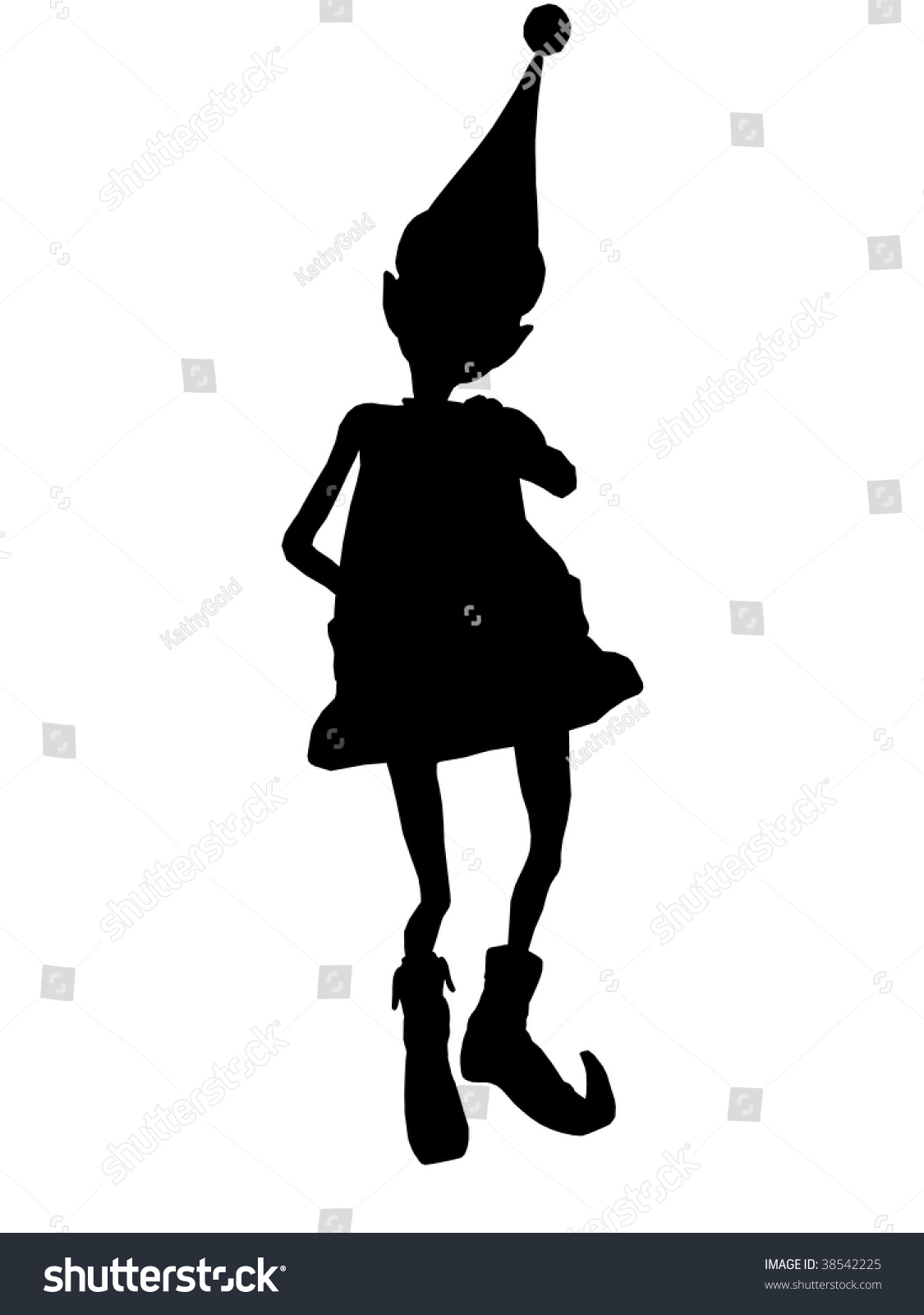 A Black Christmas Elf Illustration Silhouette On A White Background ...