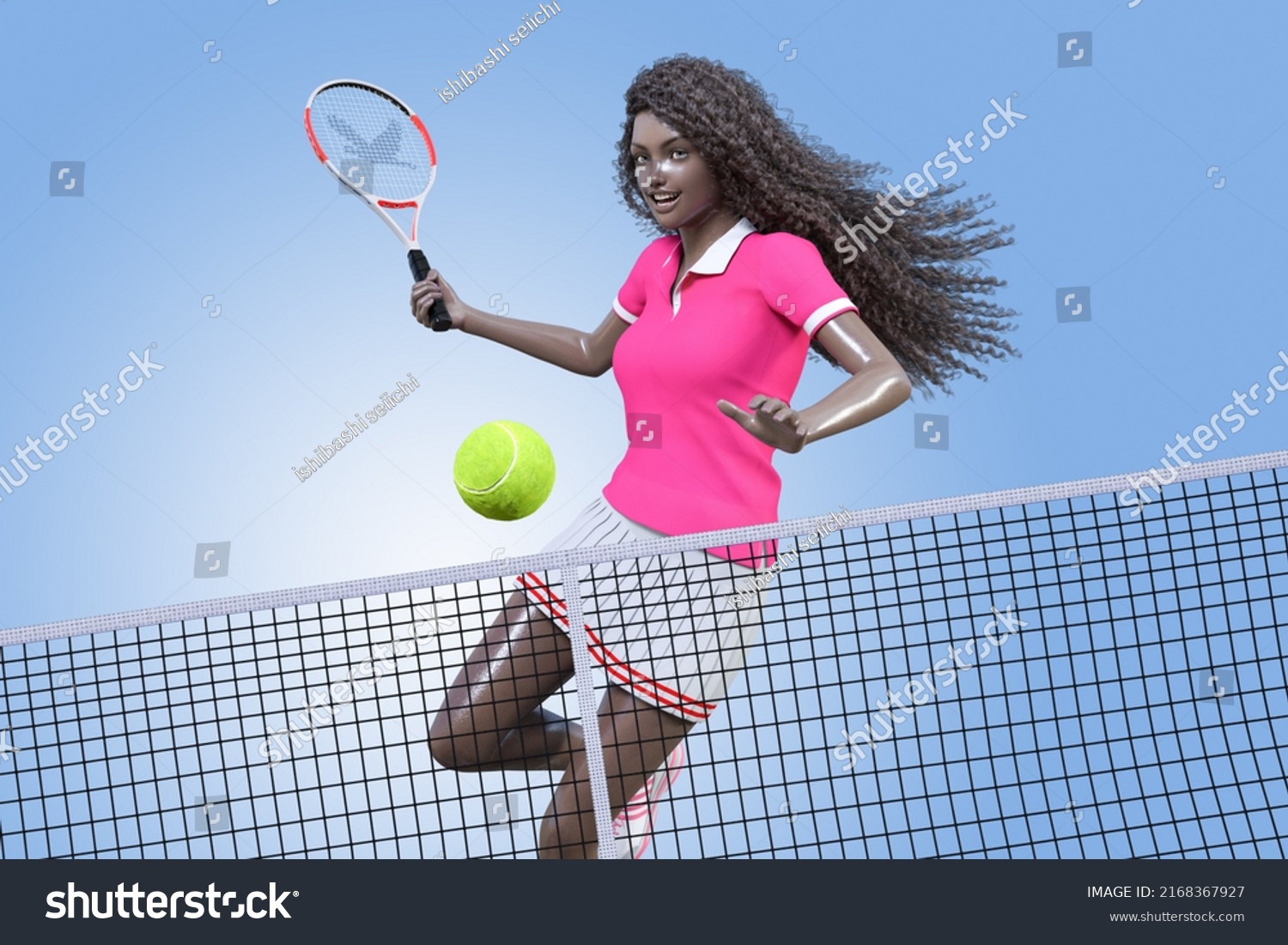 Black Female Tennis Player Trying Hit Stock Illustration 2168367927 ...