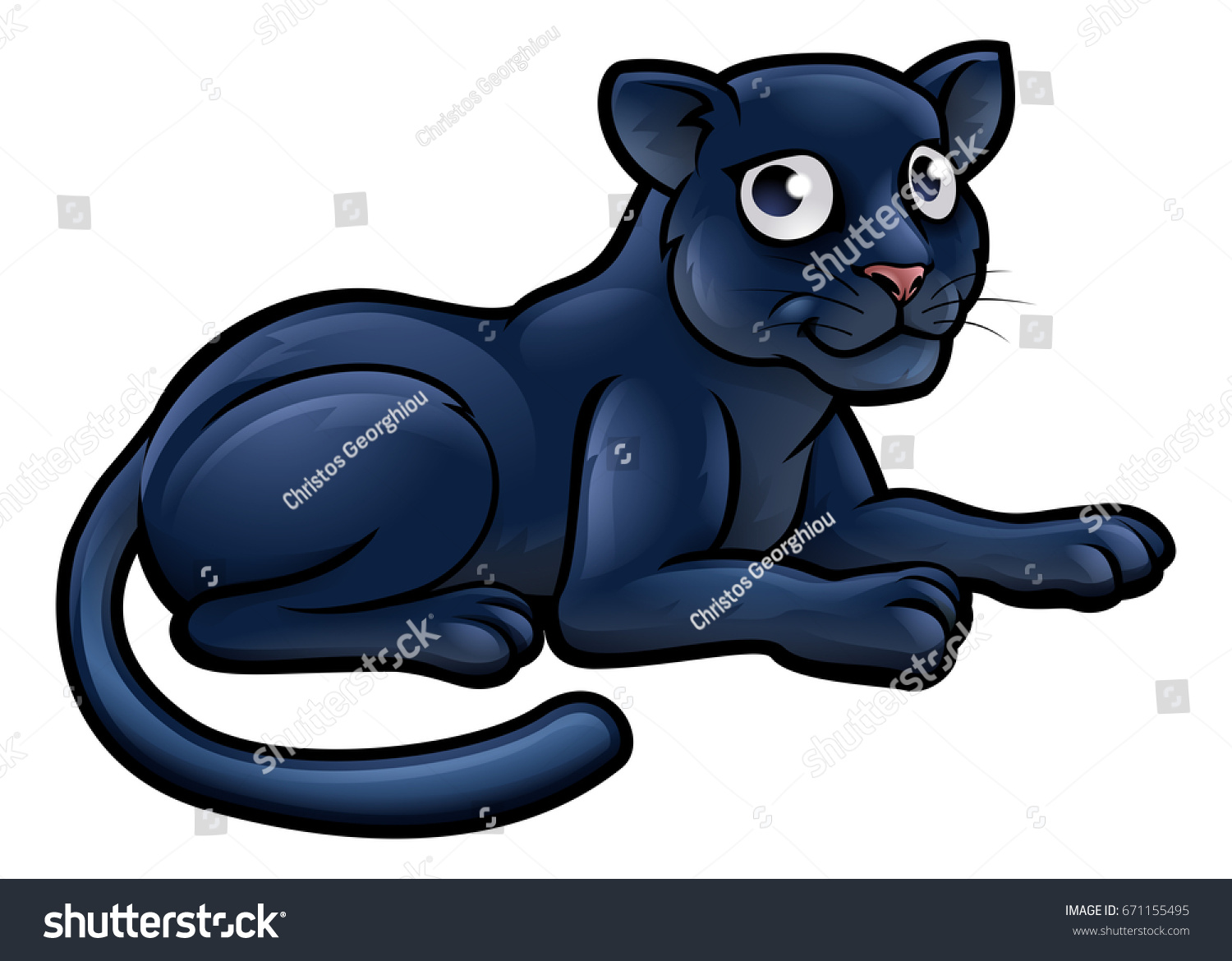 Black Panther Animal Cartoon Character Stock Illustration 671155495