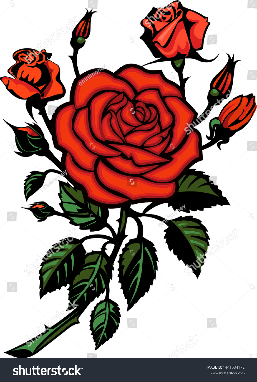 Bouquet Red Roses On White Background Stock Illustration