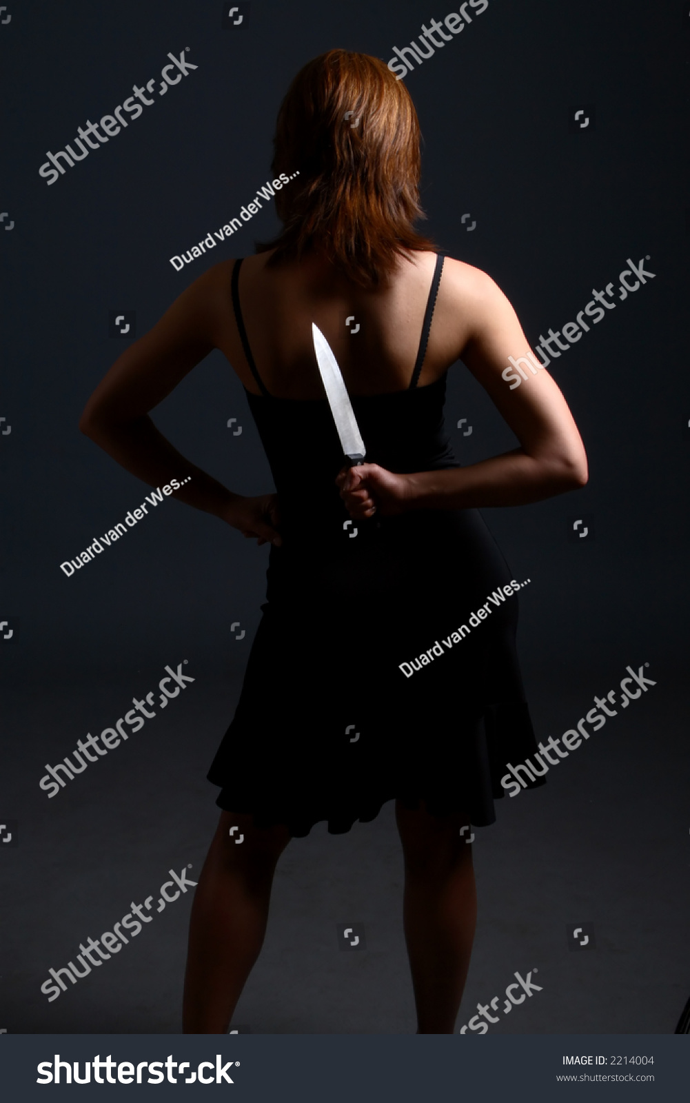 Brunette Model Large Knife Behind Her Stock Photo 2214004 | Shutterstock