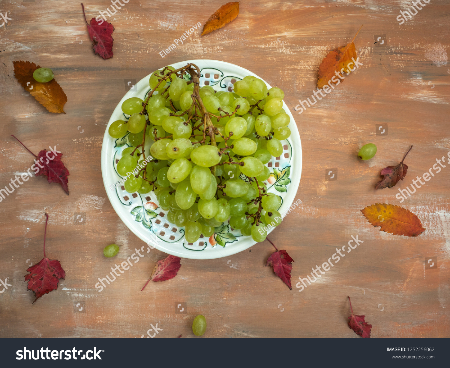 Bunch Green Grapes On Decorative Plate Stock Photo Edit Now